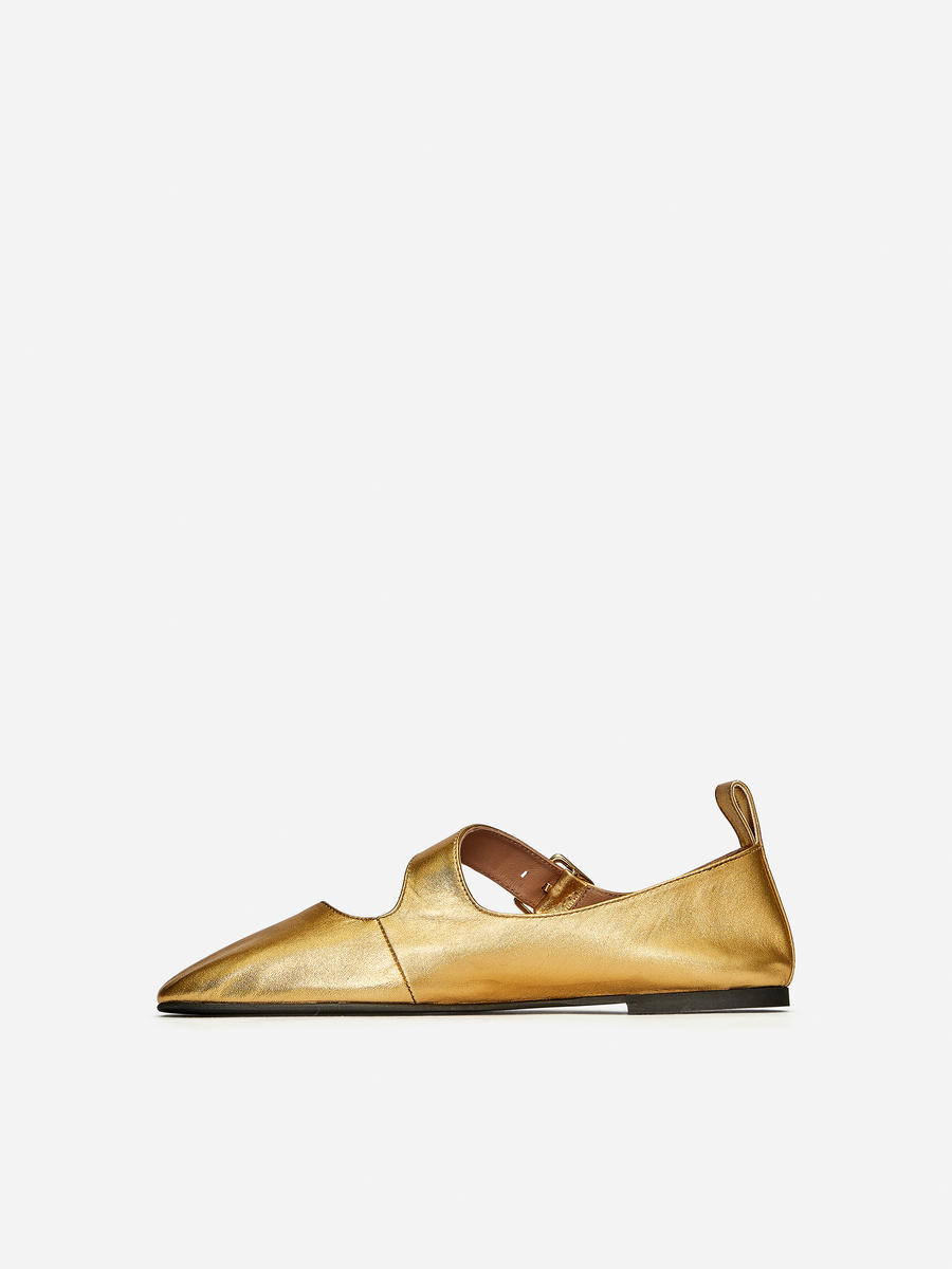 Chaussures plates métalliques neuves Joey pour femmes talons