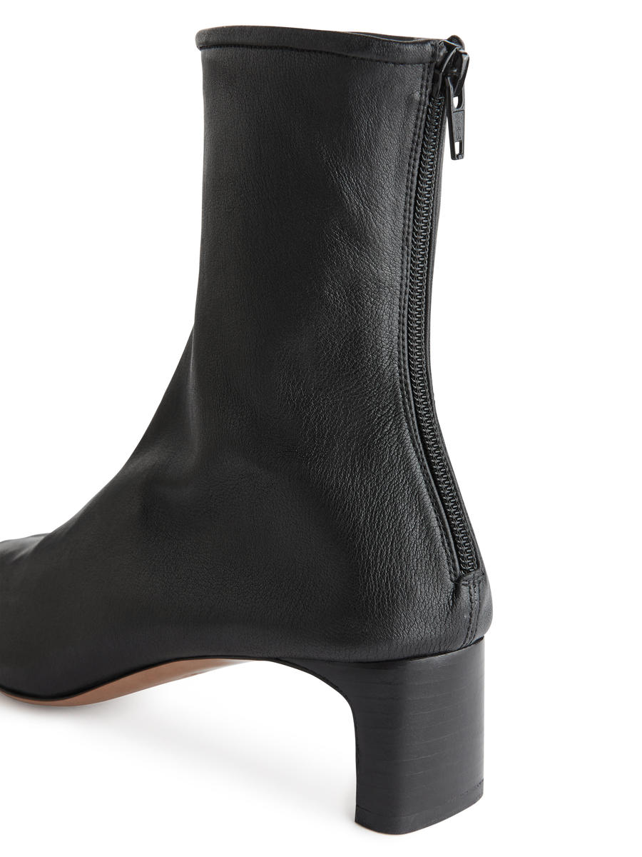 Stretch-Leather Sock Boots - Black - Fitted - Women - 1195944001