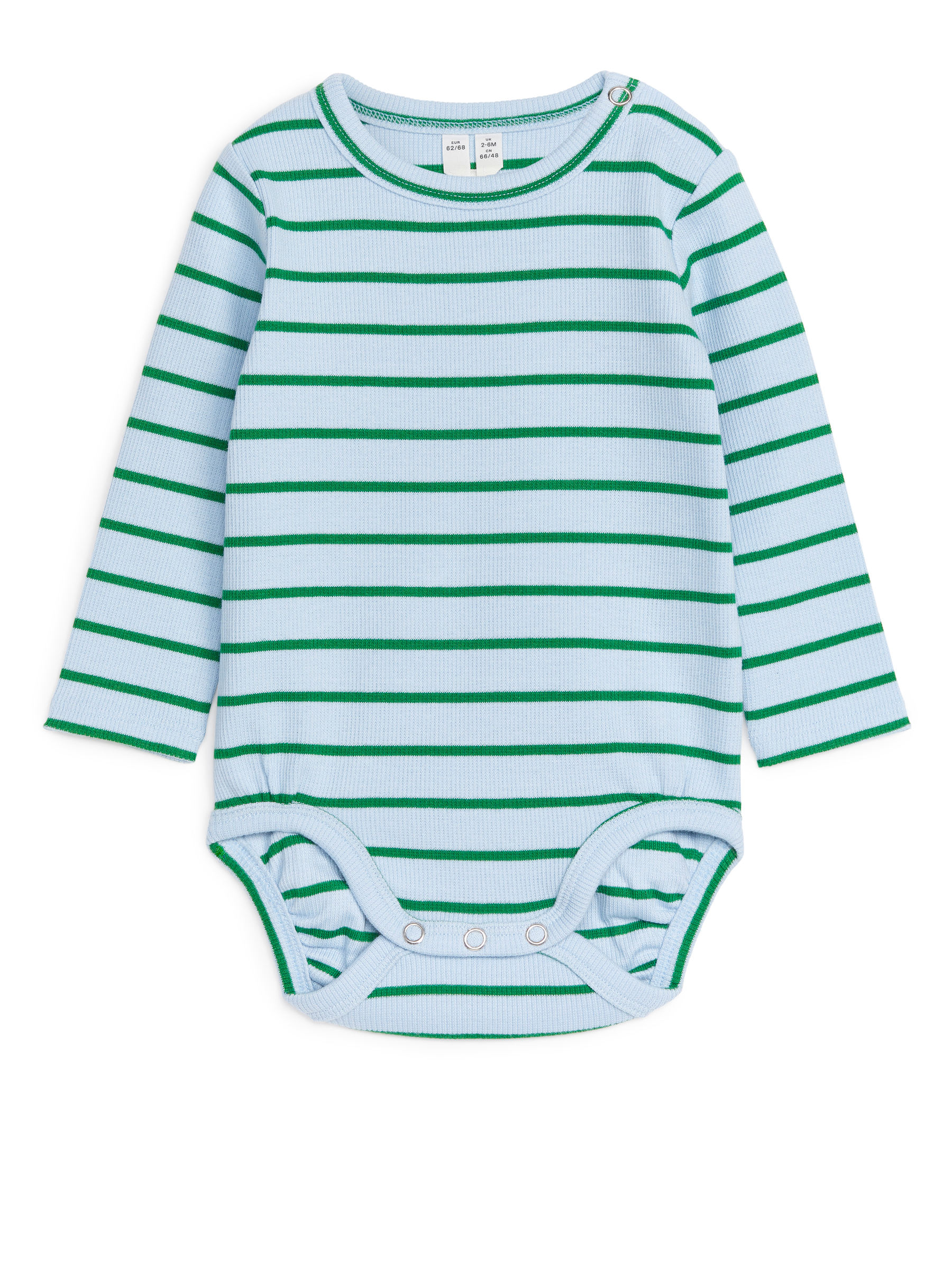 Body de manga larga de canalé - Azul claro/verde - Corte ajustado - Children - StillMedia/DescriptiveStillLife - 1