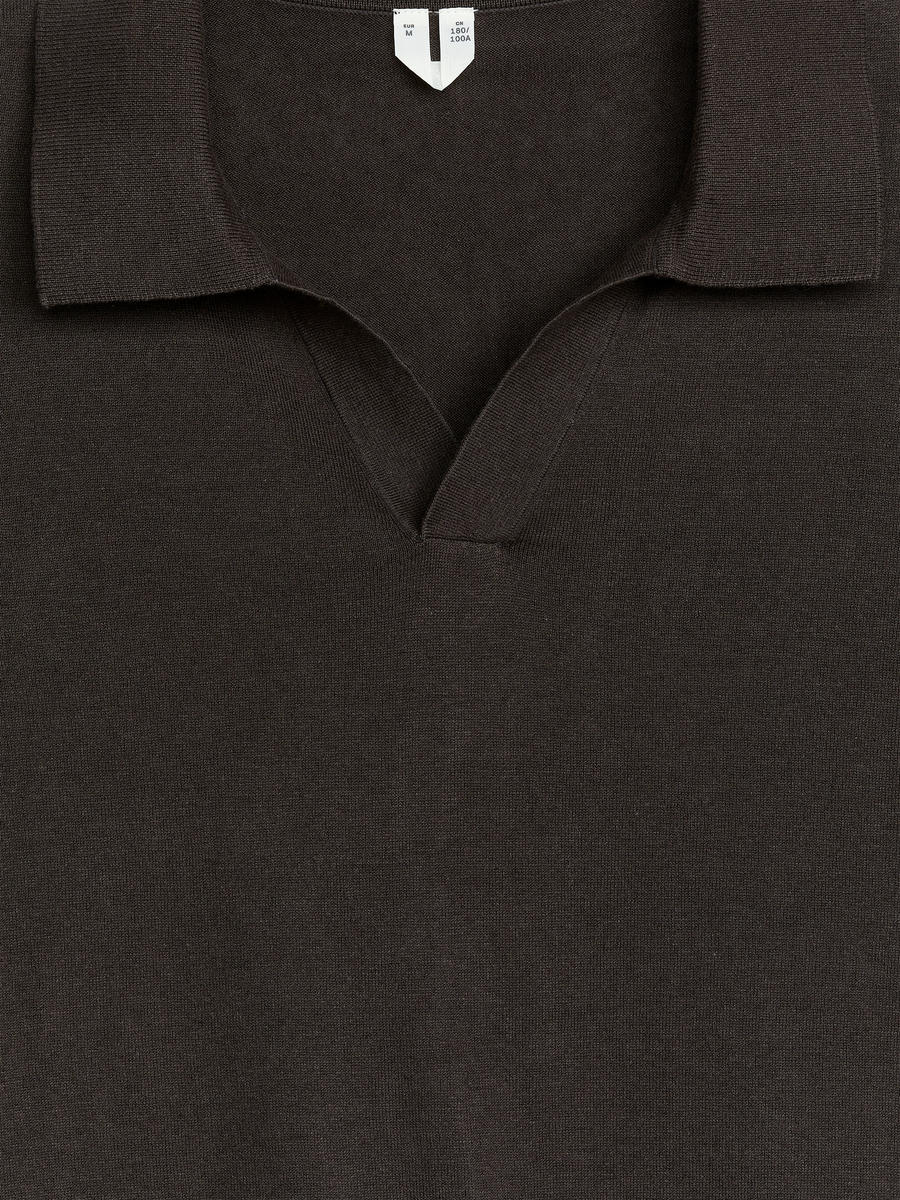 Cotton Linen Polo Shirt-#3F3838-2034