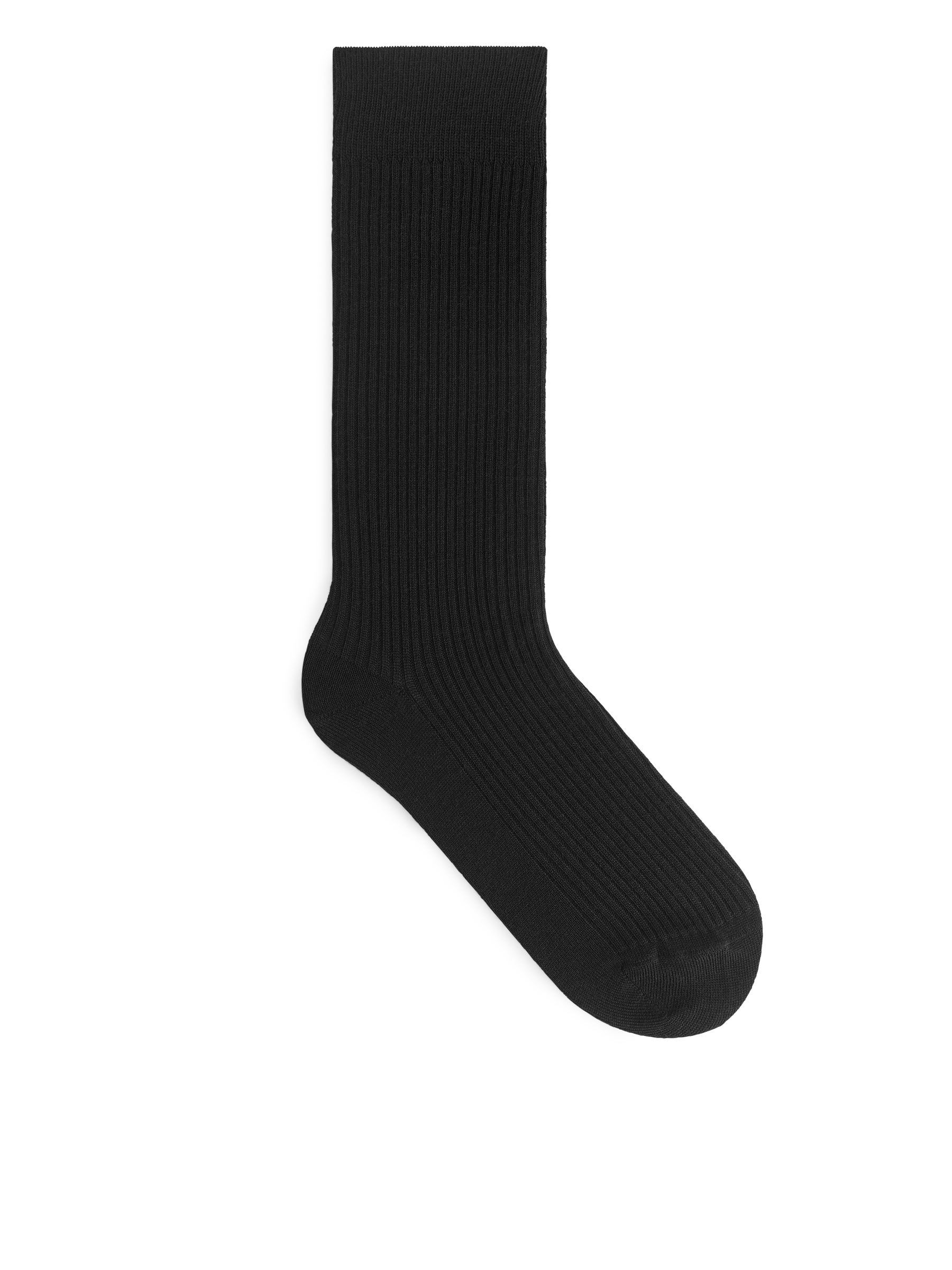 Calzini in lana con lavorazione a maglia sottile - Black - Men - StillMedia/DescriptiveStillLife - 1