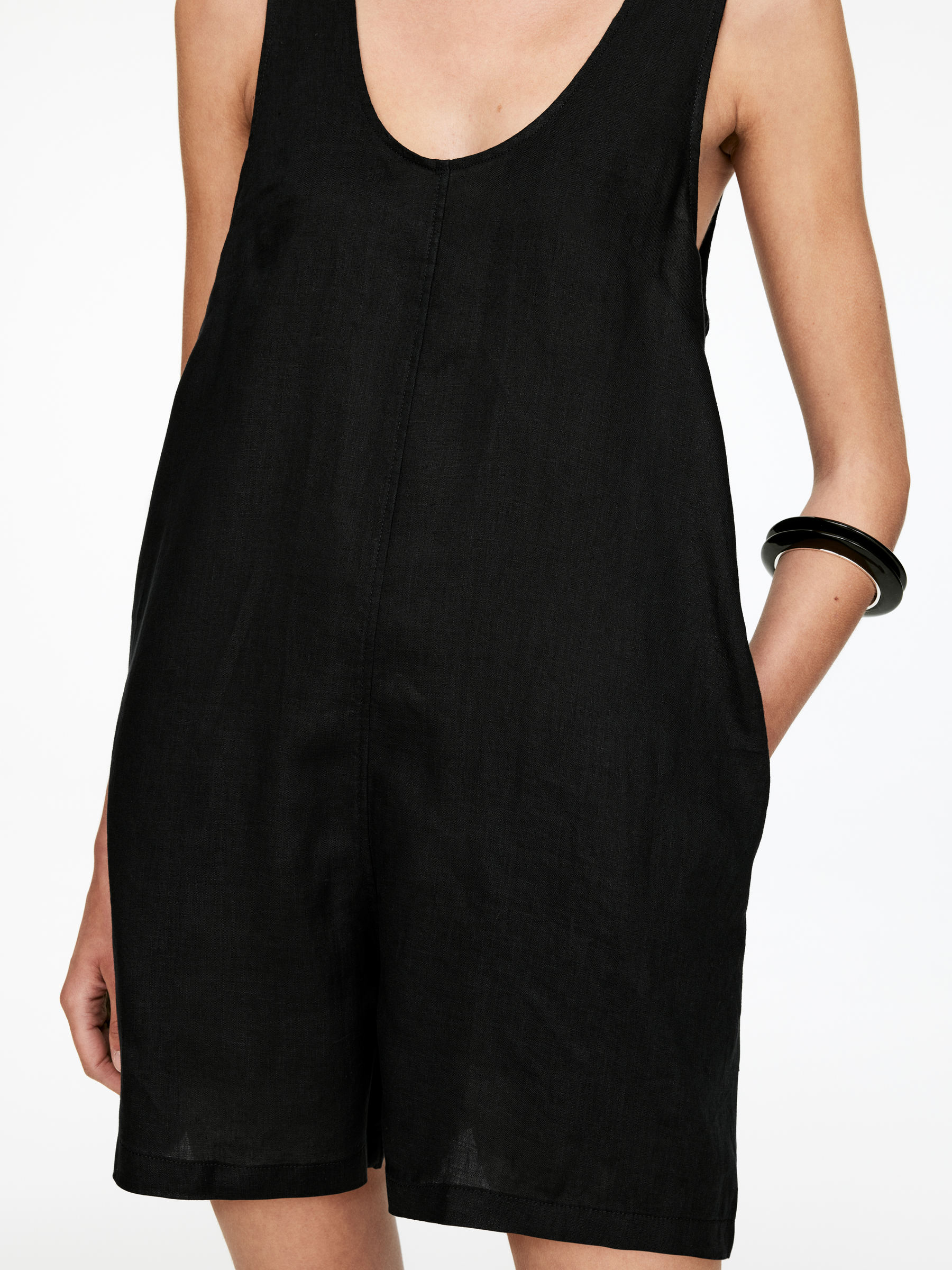 Linen Playsuit - Black - Regular fit - Women - StillMedia/Lookbook - 5