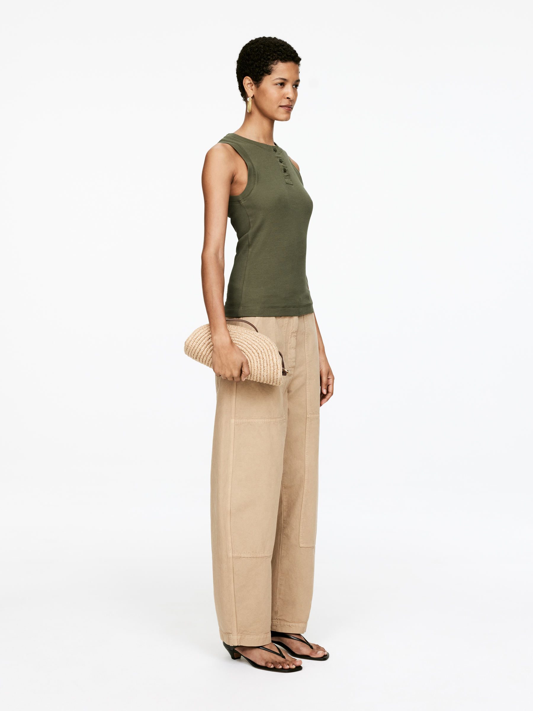 Rib Tank Top - Khaki Green - Slim fit - Women - StillMedia/Lookbook - 5
