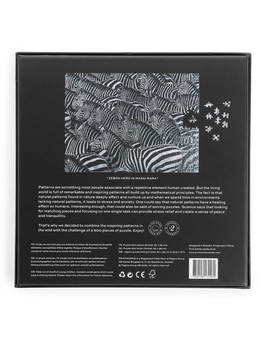 Printworks Puzzle Wildlife Pattern Zebra 500 pcs - Black - Homeware - 1020914001