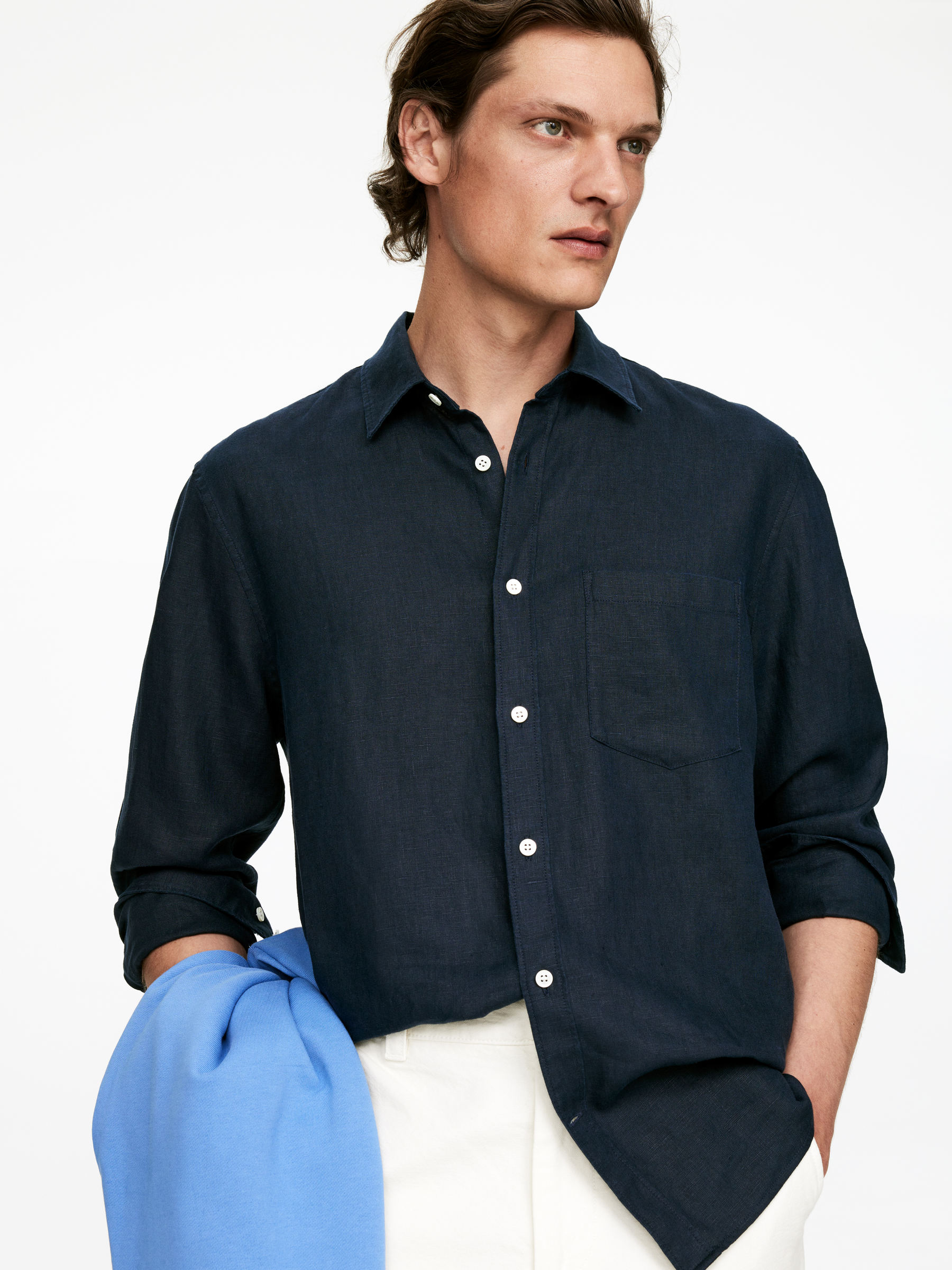 Regular-Fit Linen Shirt - Dark Blue - Regular fit - Men - StillMedia/Lookbook - 16