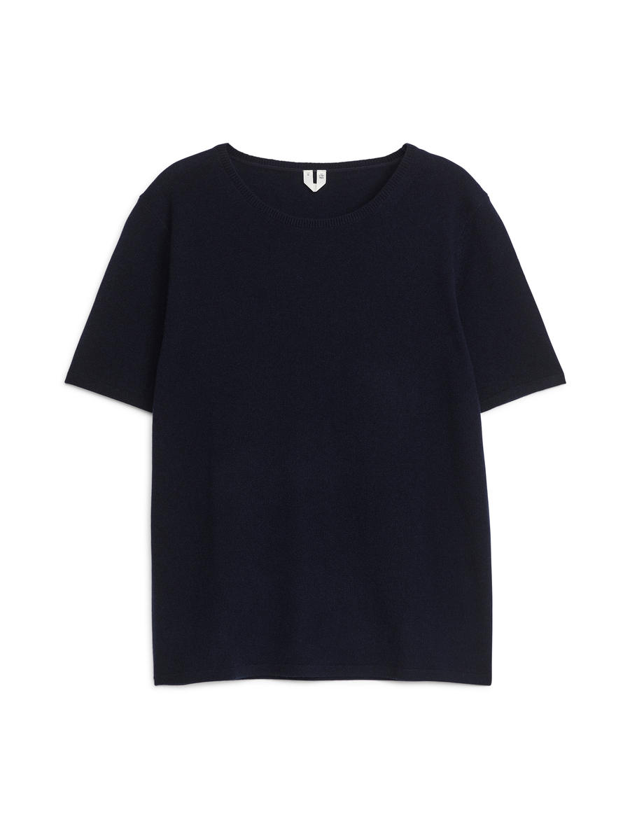 Cashmere T-Shirt - Dark Blue - Slim fit - Women - 1228728002