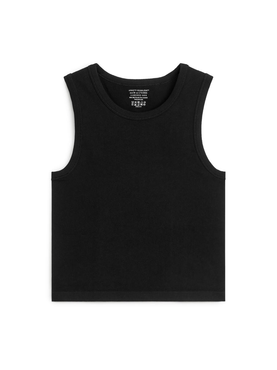 Ribbed Seamless Tank Top - Black - Slim fit - Women - 1182532005