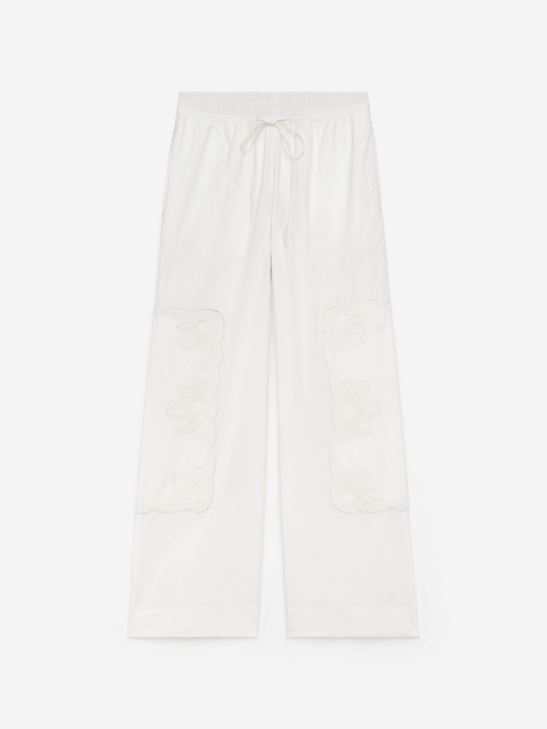Embroidered Trousers-White-15352