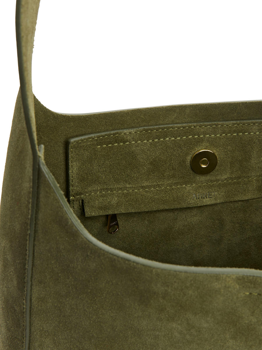 Top-Handle Suede Bag - Khaki Green - Women - 1229549001