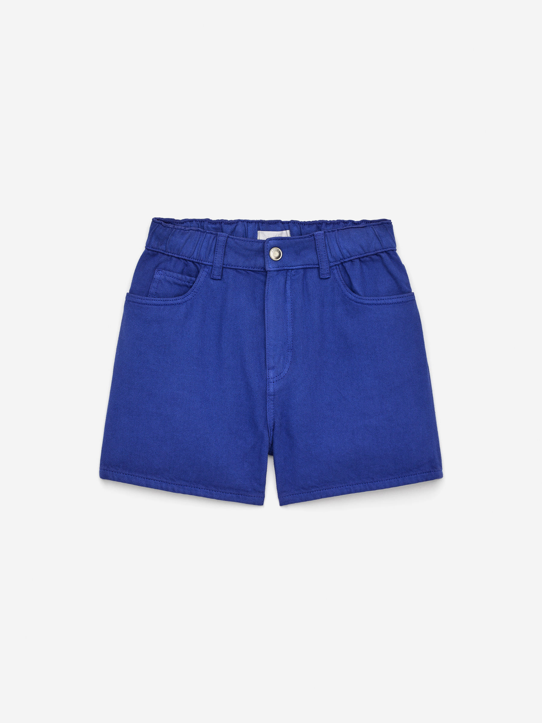 Embroidered Denim Shorts-#3B4EA3-15728