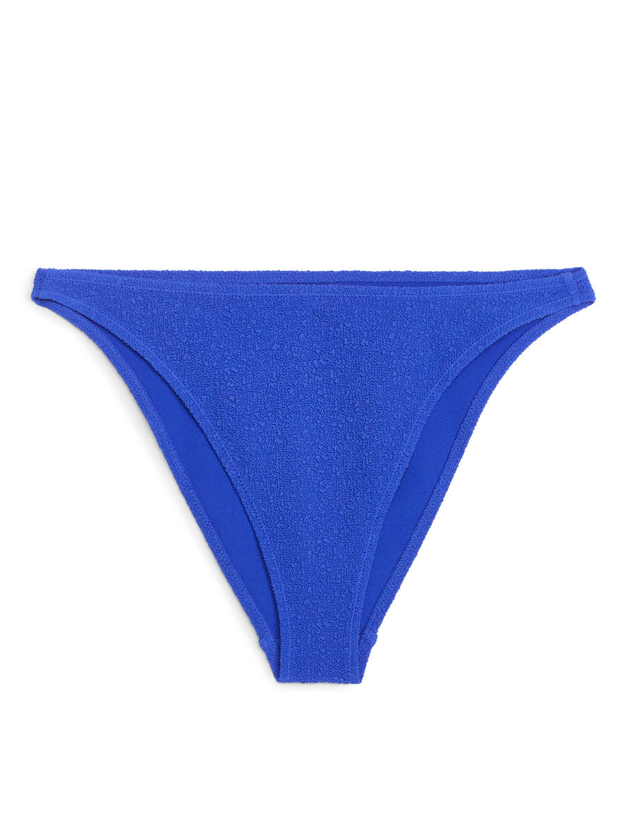 High-Waist Textured Bikini Briefs-#3B4EA3-7926