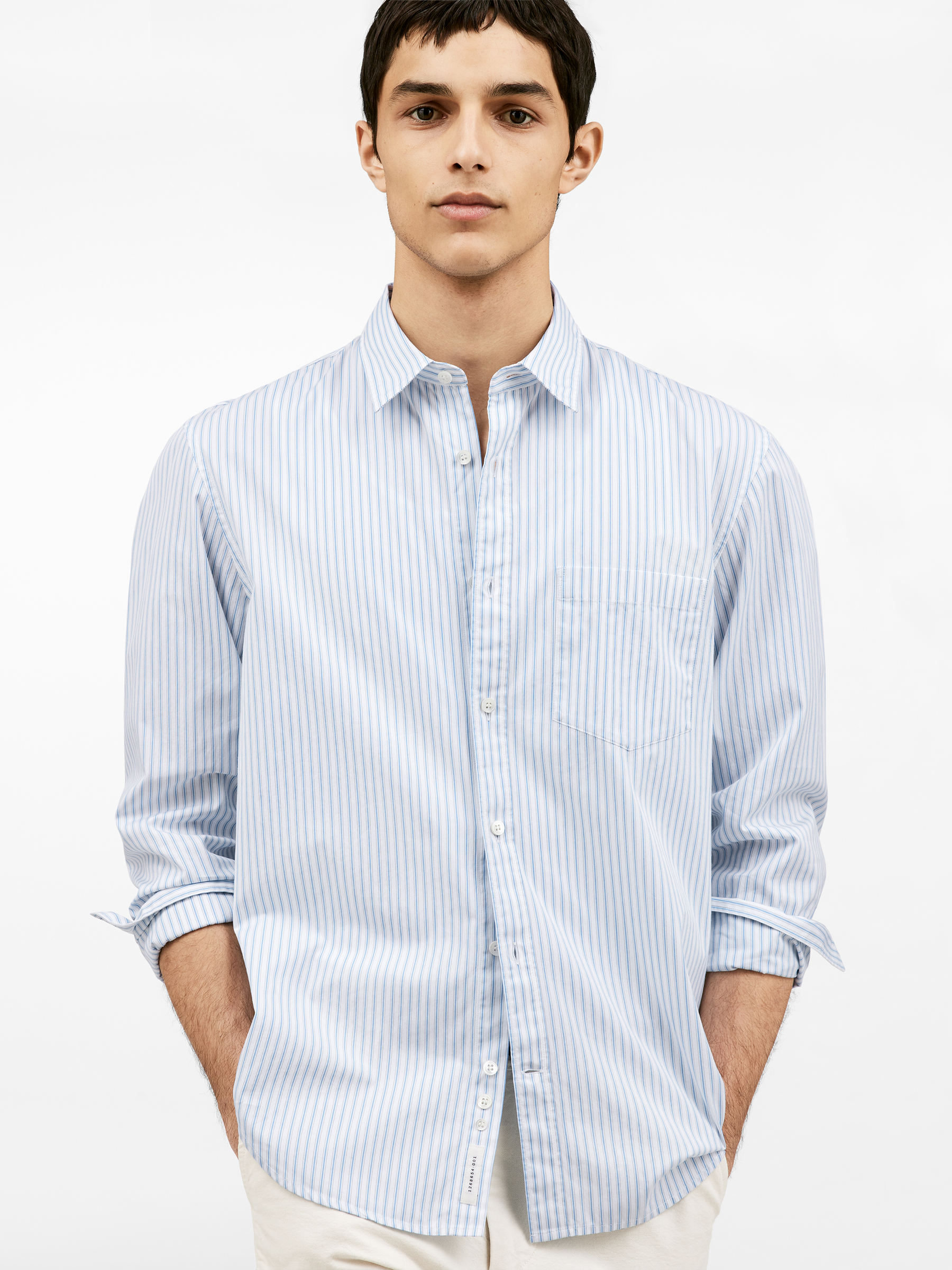 Poplin Shirt - Blue/White - Regular fit - Men - 1268654001