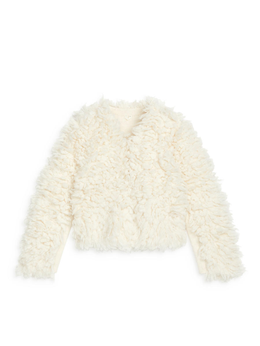 Faux Fur Cardigan-#F2E8D6-12535