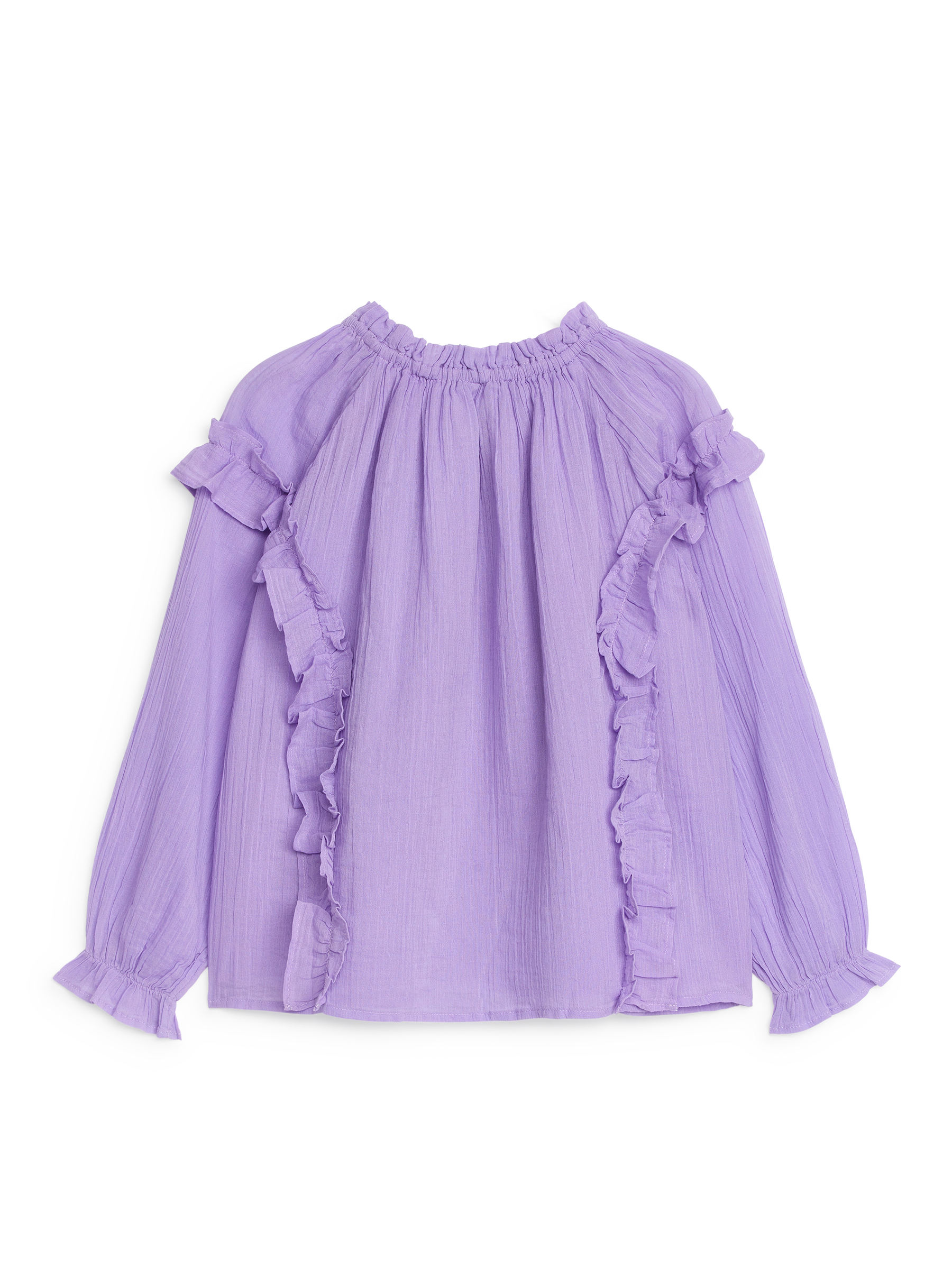 Krinklad blus med volang - Lila - Regular fit - Children - StillMedia/DescriptiveStillLife - 1