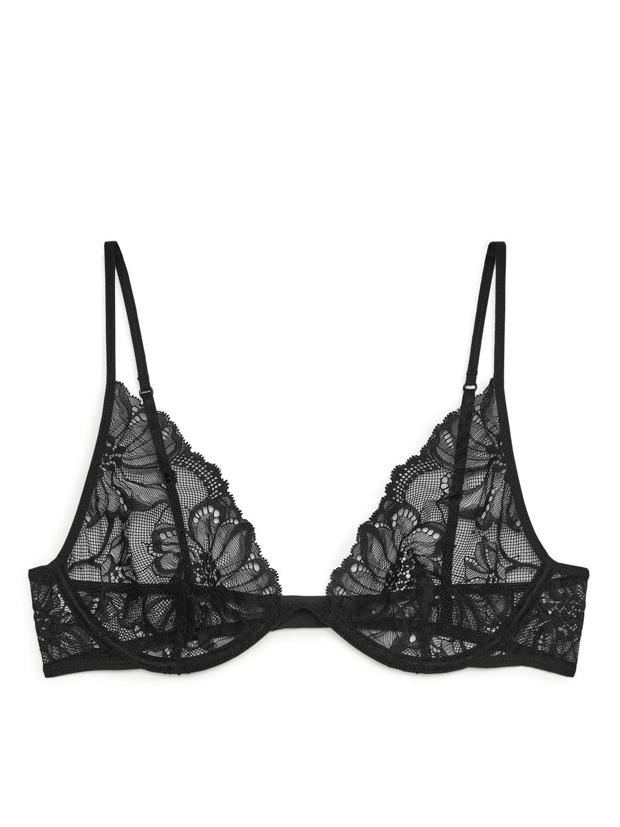 Lace Wire Bra-Black-8854