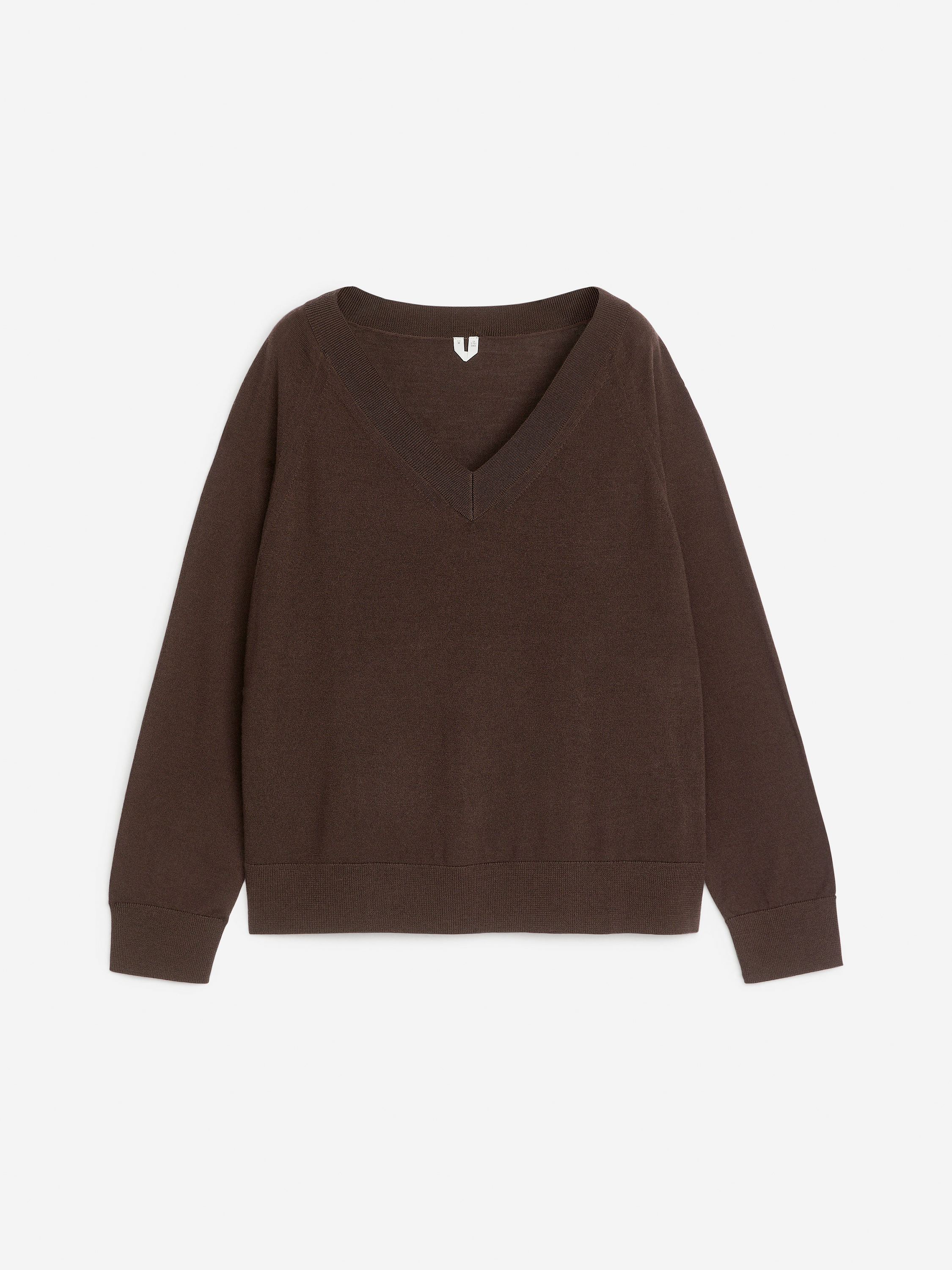 V-Neck Merino Jumper – Dark Brown – Women – ARKET NL