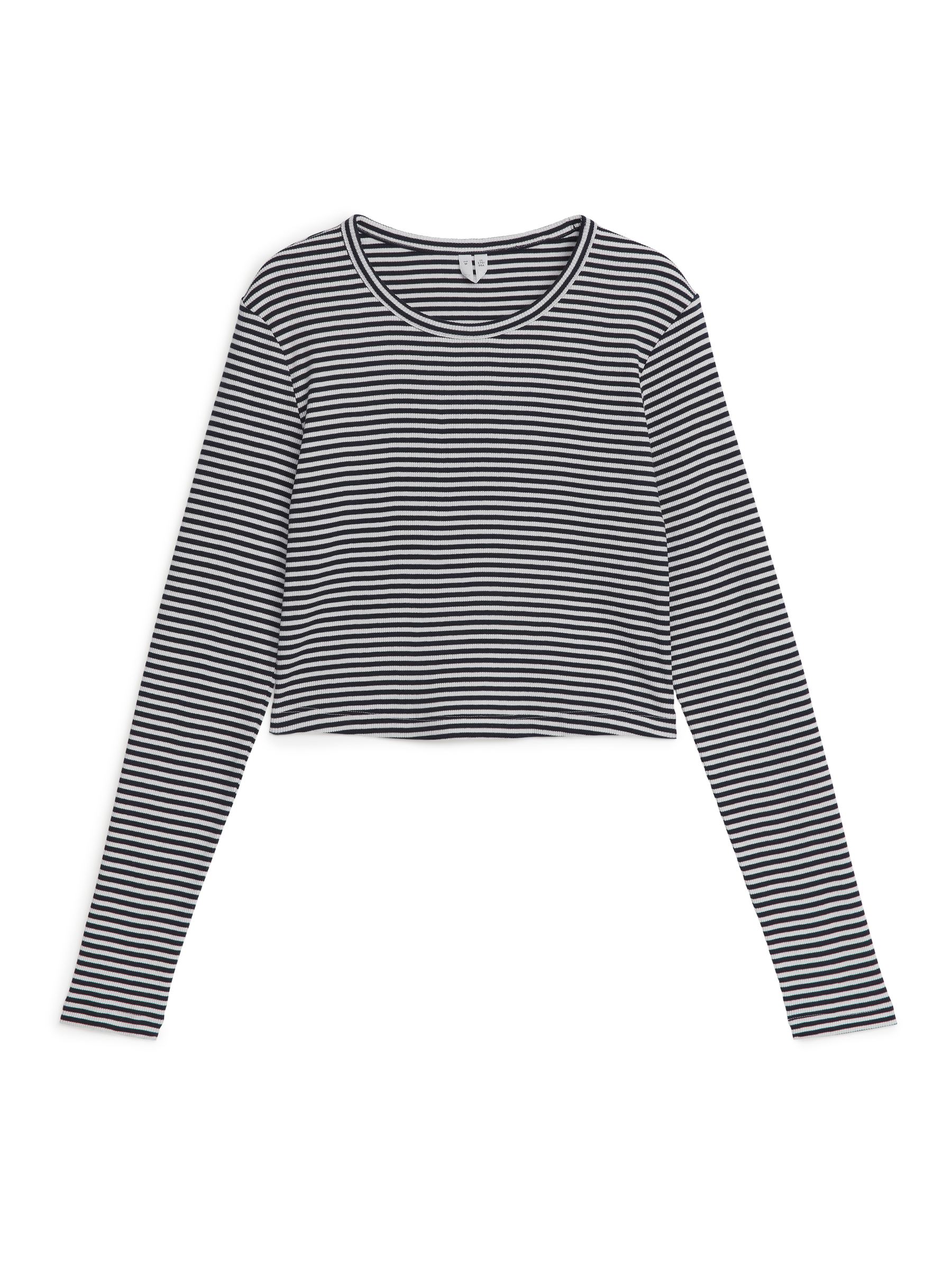 Slim-Fit Ribbed Top - Blue/White - Slim fit - Women - StillMedia/DescriptiveStillLife - 1