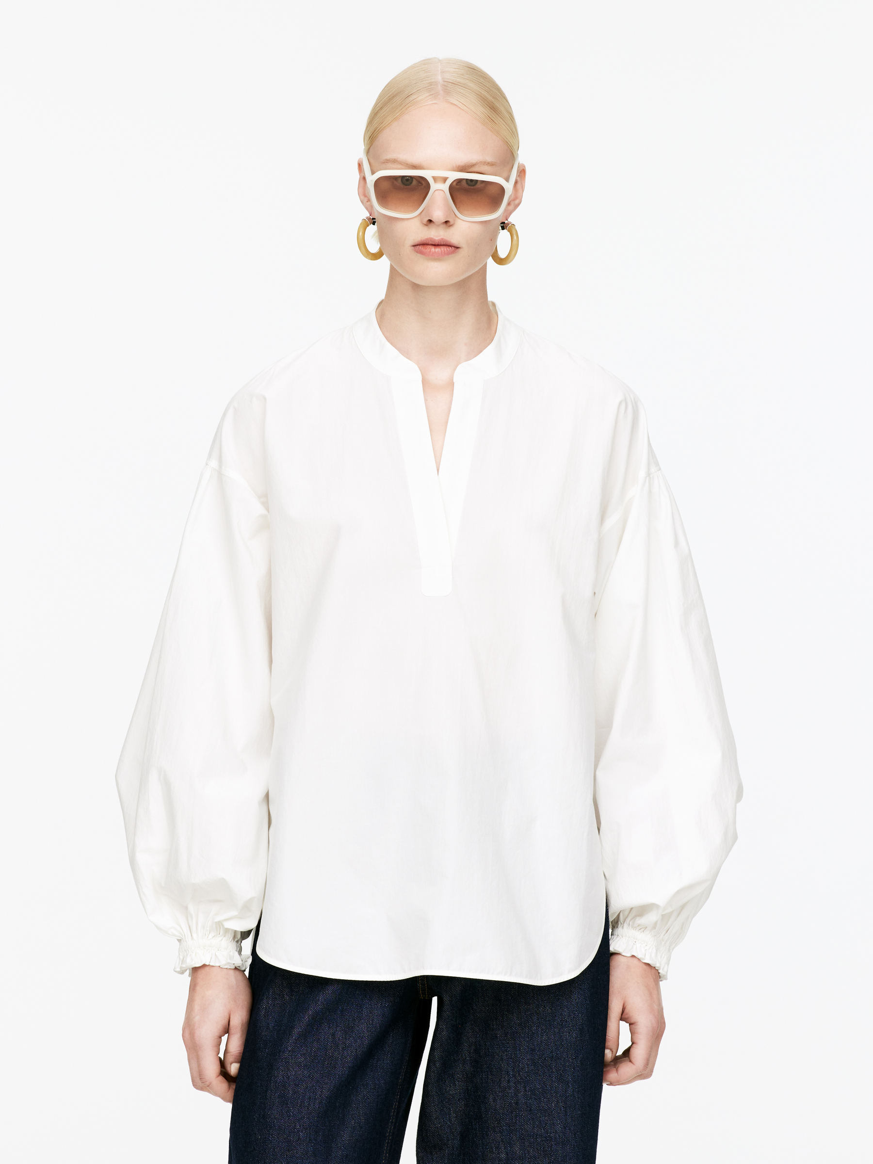 Volume-Sleeve Blouse-#F4F3E9-14238