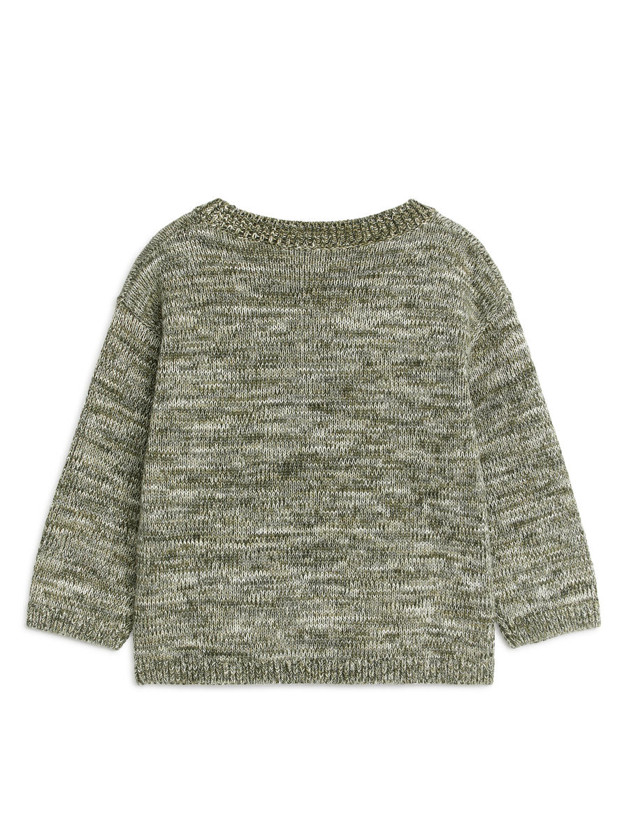 Knitted Cotton Jumper-#7C775F-5631