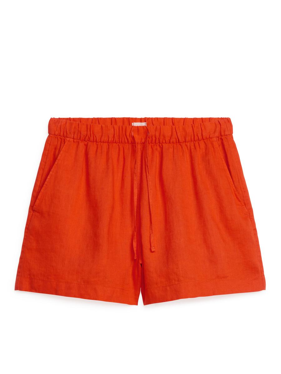 Linen Shorts - Orange - Loose fit - Women - 1069304006