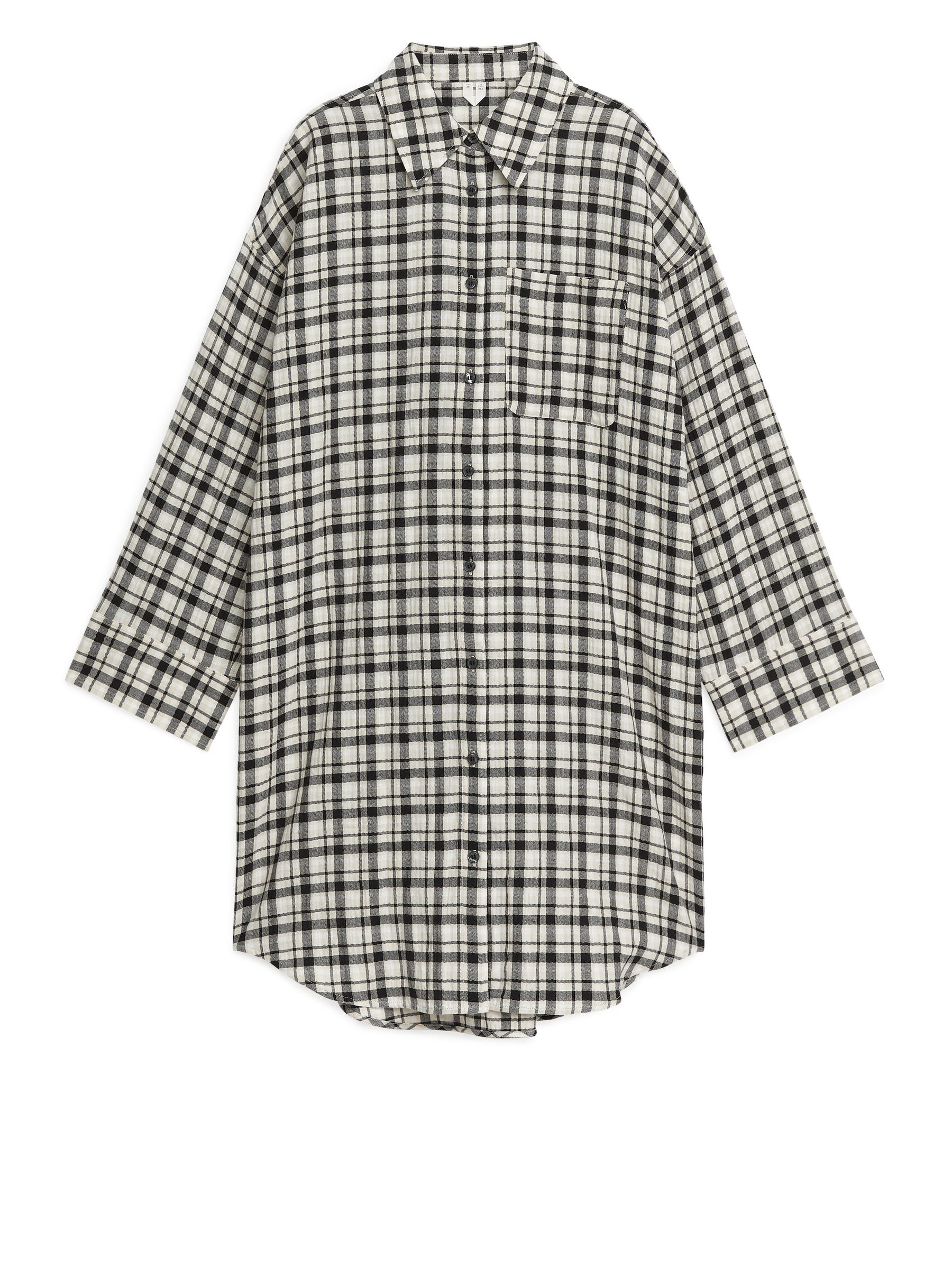 Checked Shirt Dress-#272628-3788