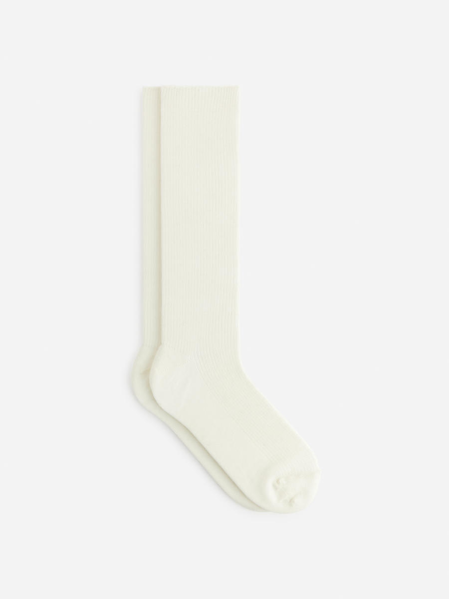 Gerippte Socken aus Wollmischung-#EFEFDF-6006