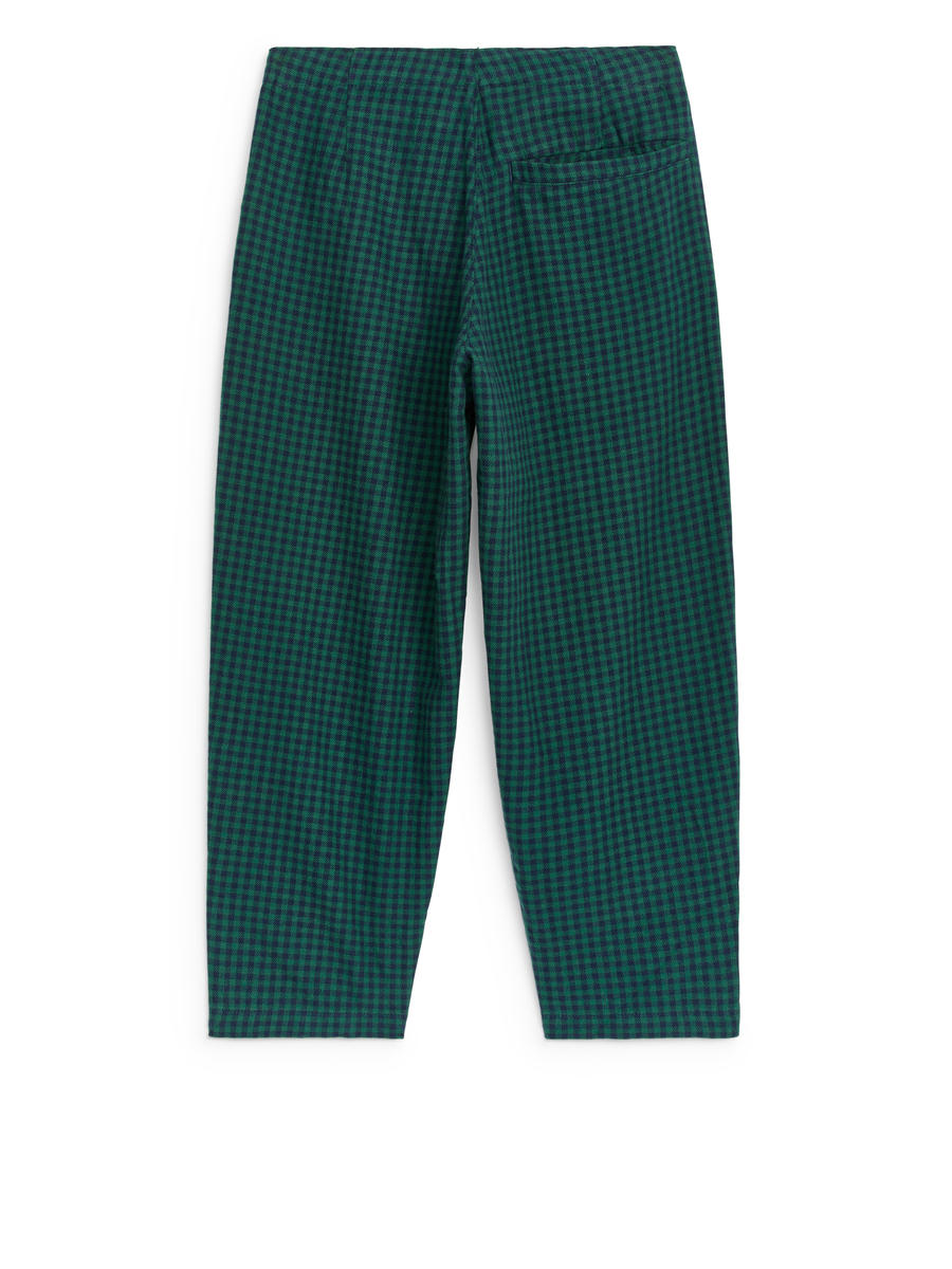 Gingham Flannel Trousers-#23263B-12912