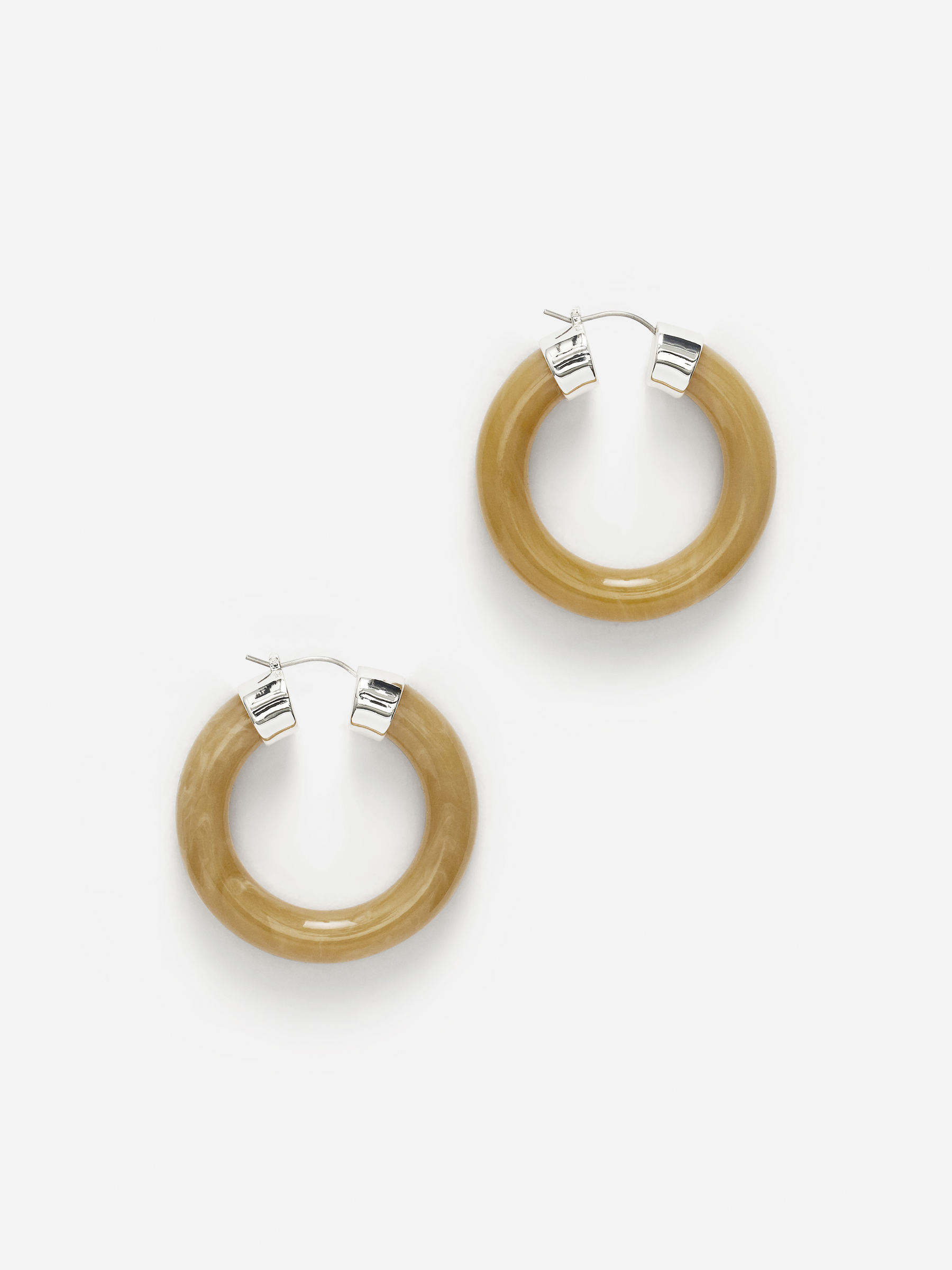 Resin Hoop Earrings-#EFE7C2-15563
