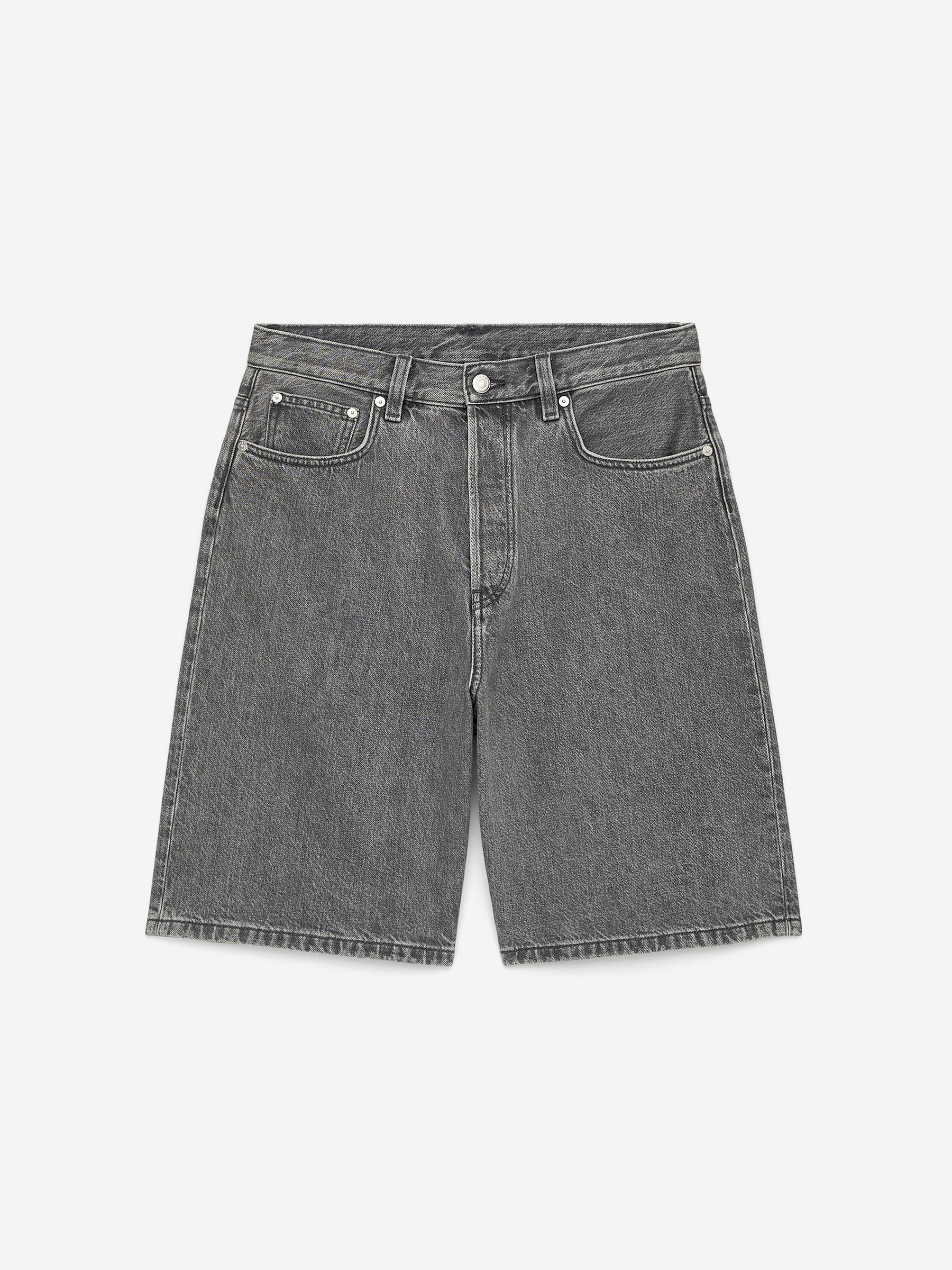 Lösa jeansshorts-#A2A3A3-15400