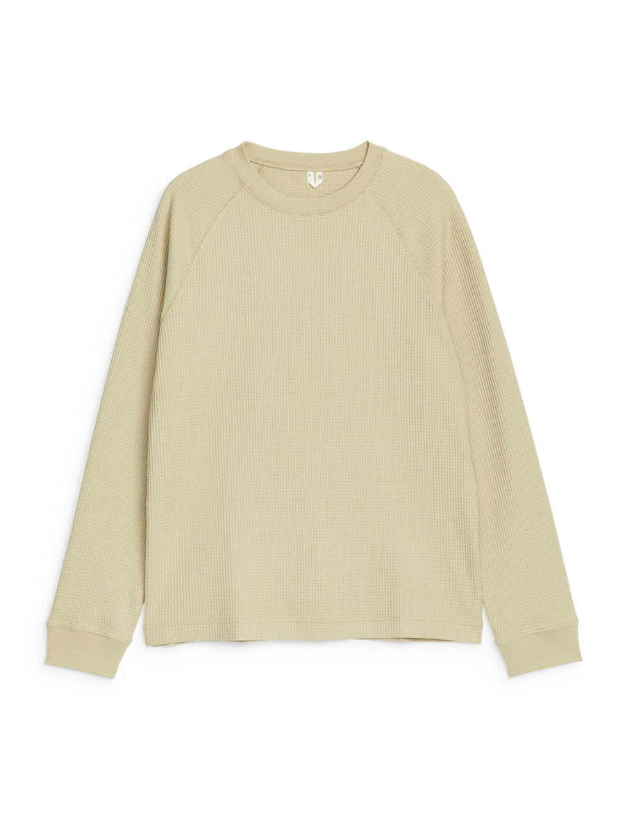 Sweatshirt mit Waffelmuster-#C1BEAA-12811