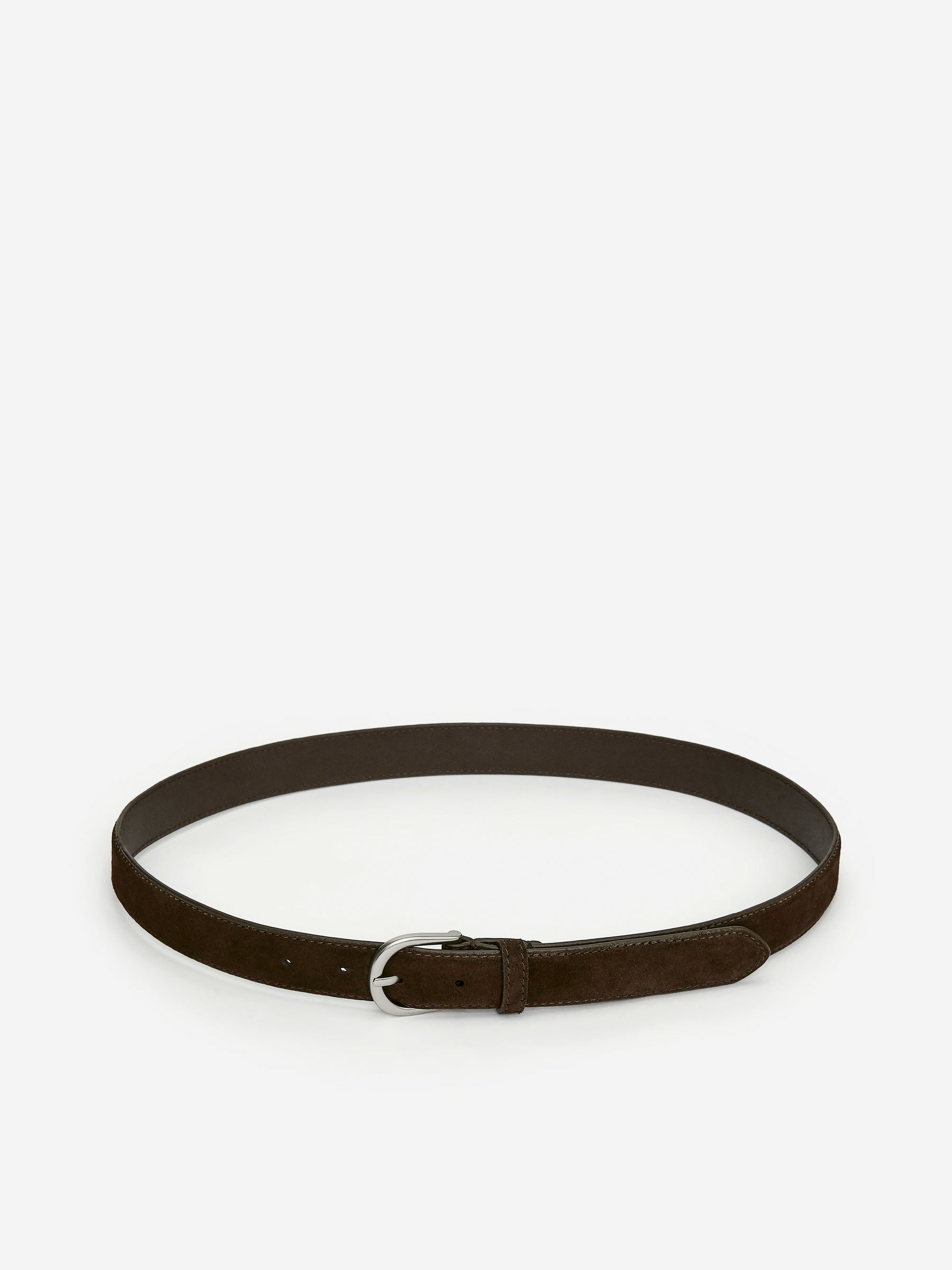 Slim Leather Belt-#443B33-15440