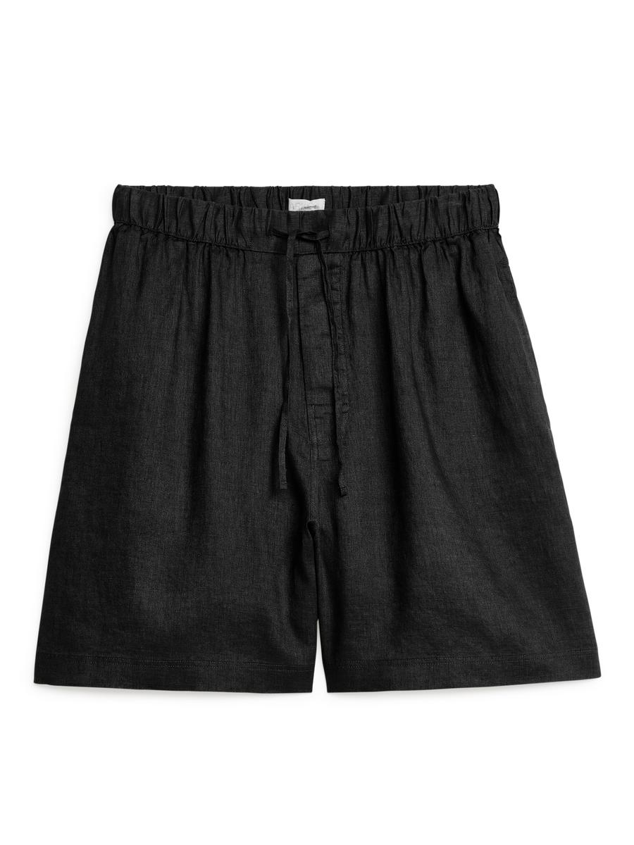 Linen Shorts-#363638-9722