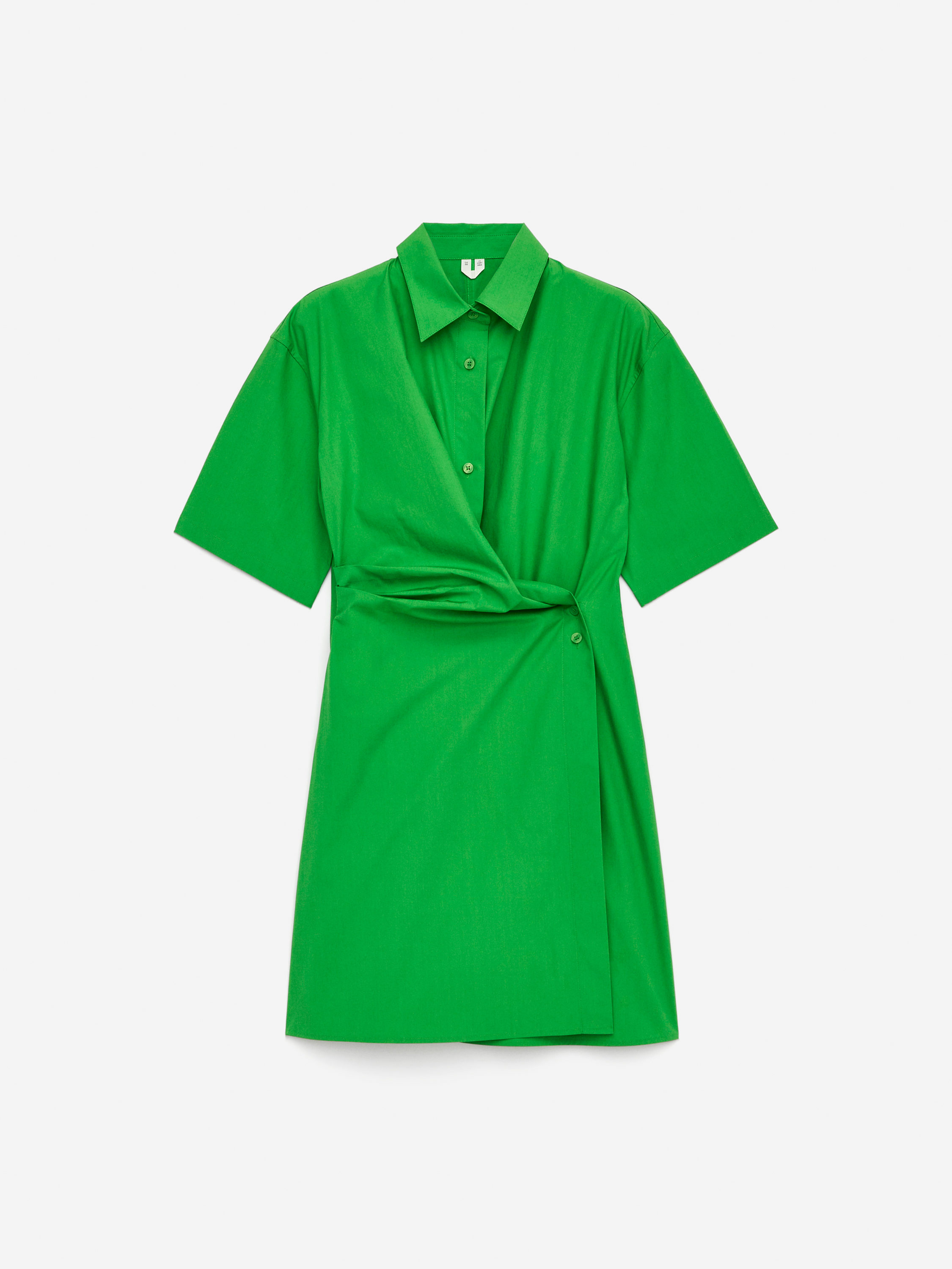 green wrap shirt dress Green Collared Button Down Tie Waist Midi Shirt Dress *FINAL SALE* – SSYS main image 0