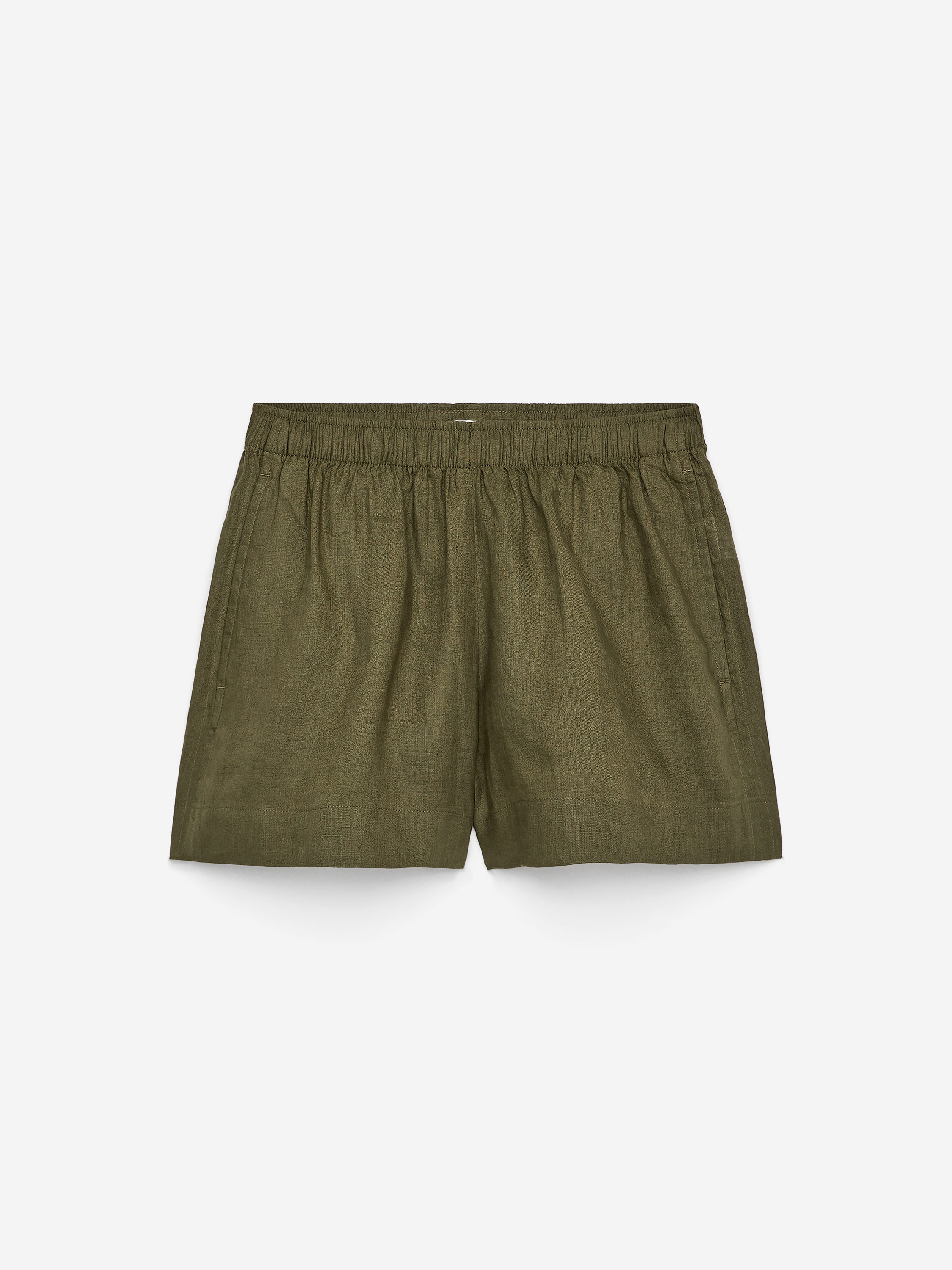 Pantalon Chino en coton mélangé vert uni avec une ceinture et une à