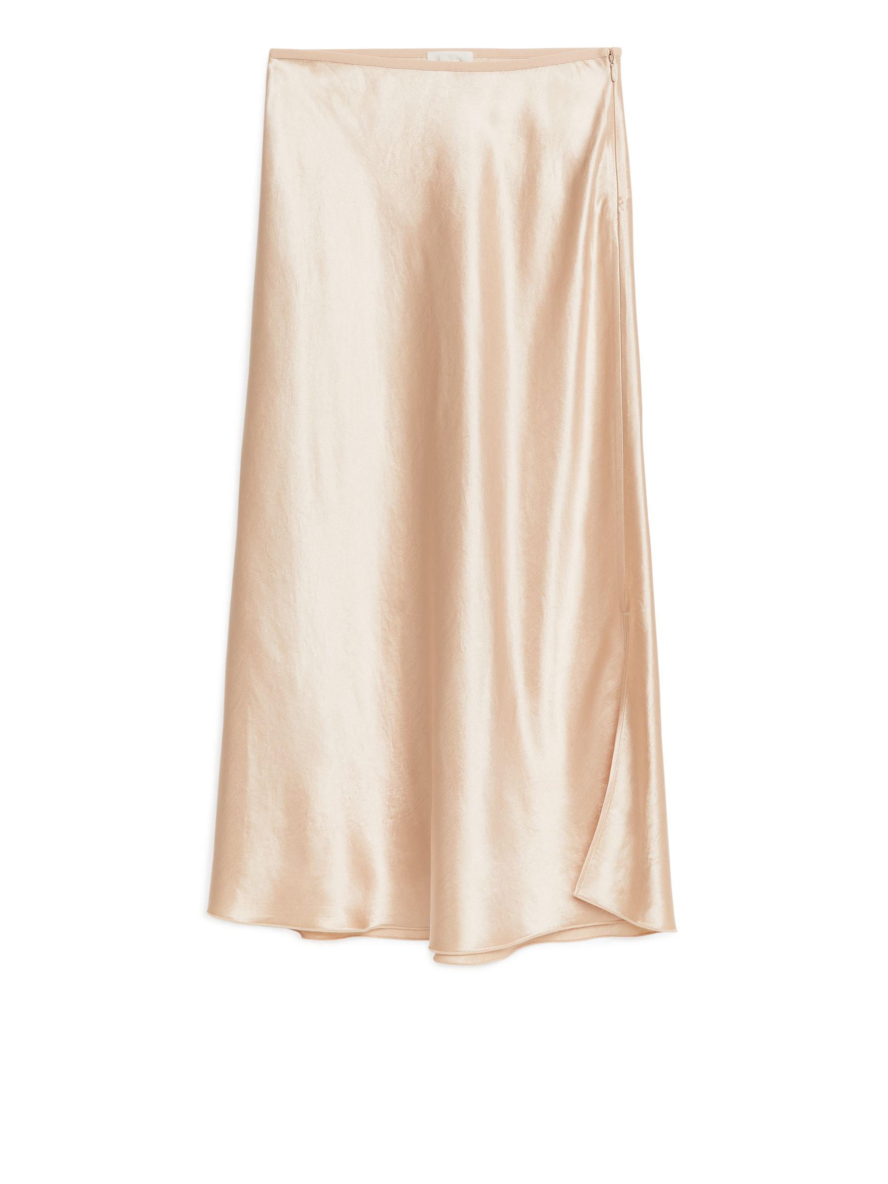 Gonna in raso con taglio di sbieco - Beige chiaro - Regular fit - Women - StillMedia/DescriptiveStillLife - 1