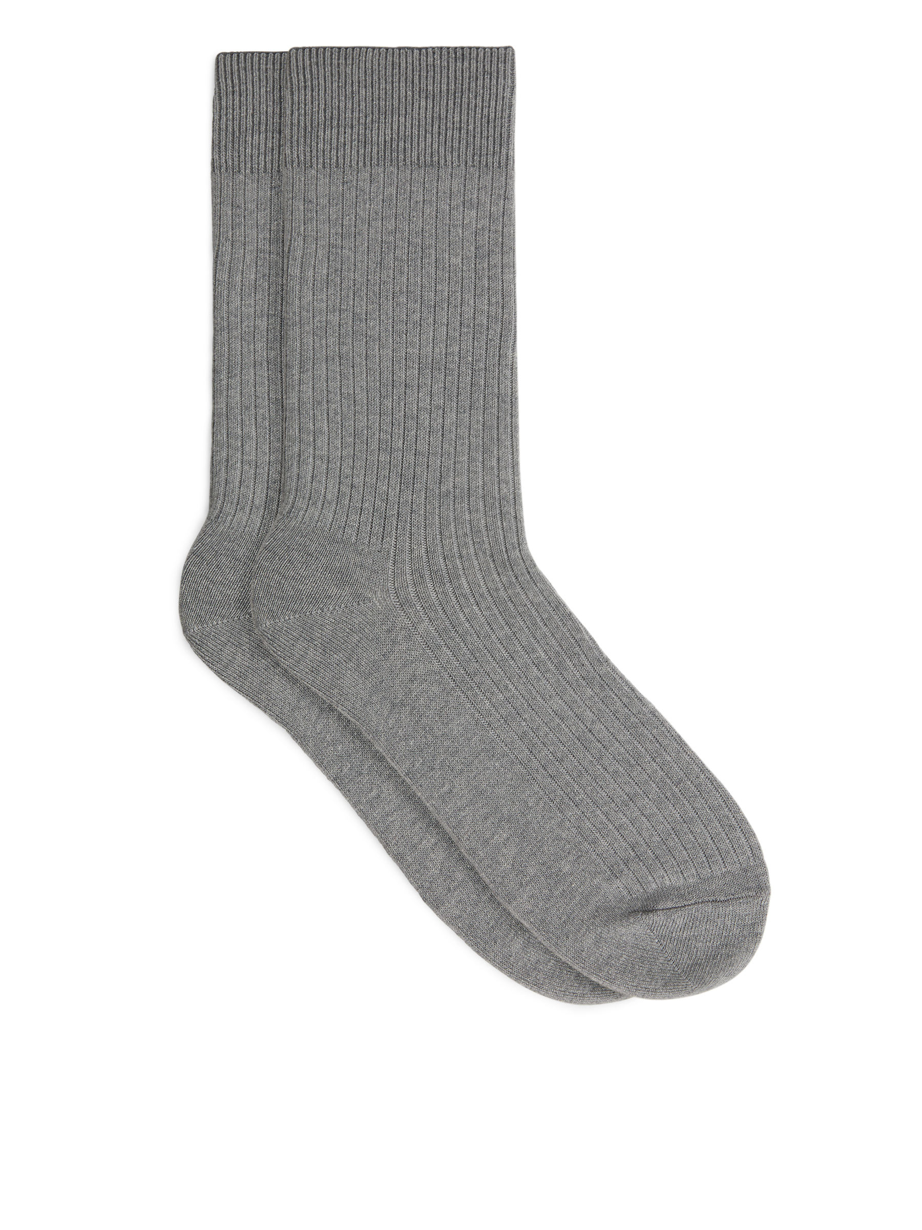 Supima Cotton Rib Socks - Grey Melange - Regular fit - Men - StillMedia/DescriptiveStillLife - 1