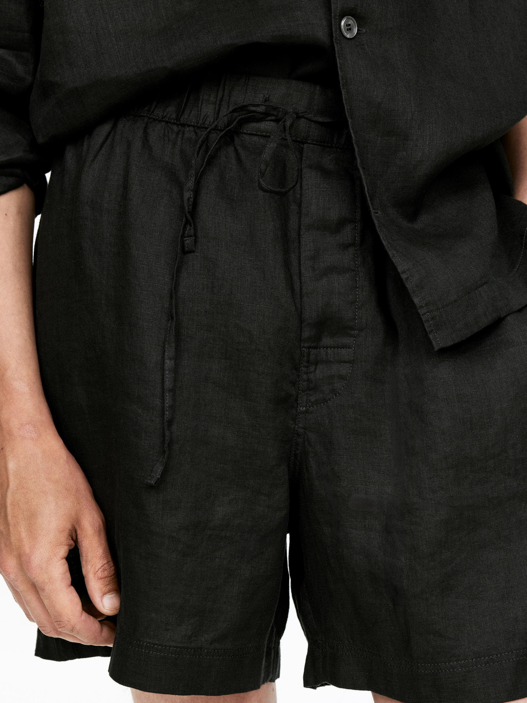 Shorts i linne - Svart - Loose fit - Men - StillMedia/Lookbook - 18