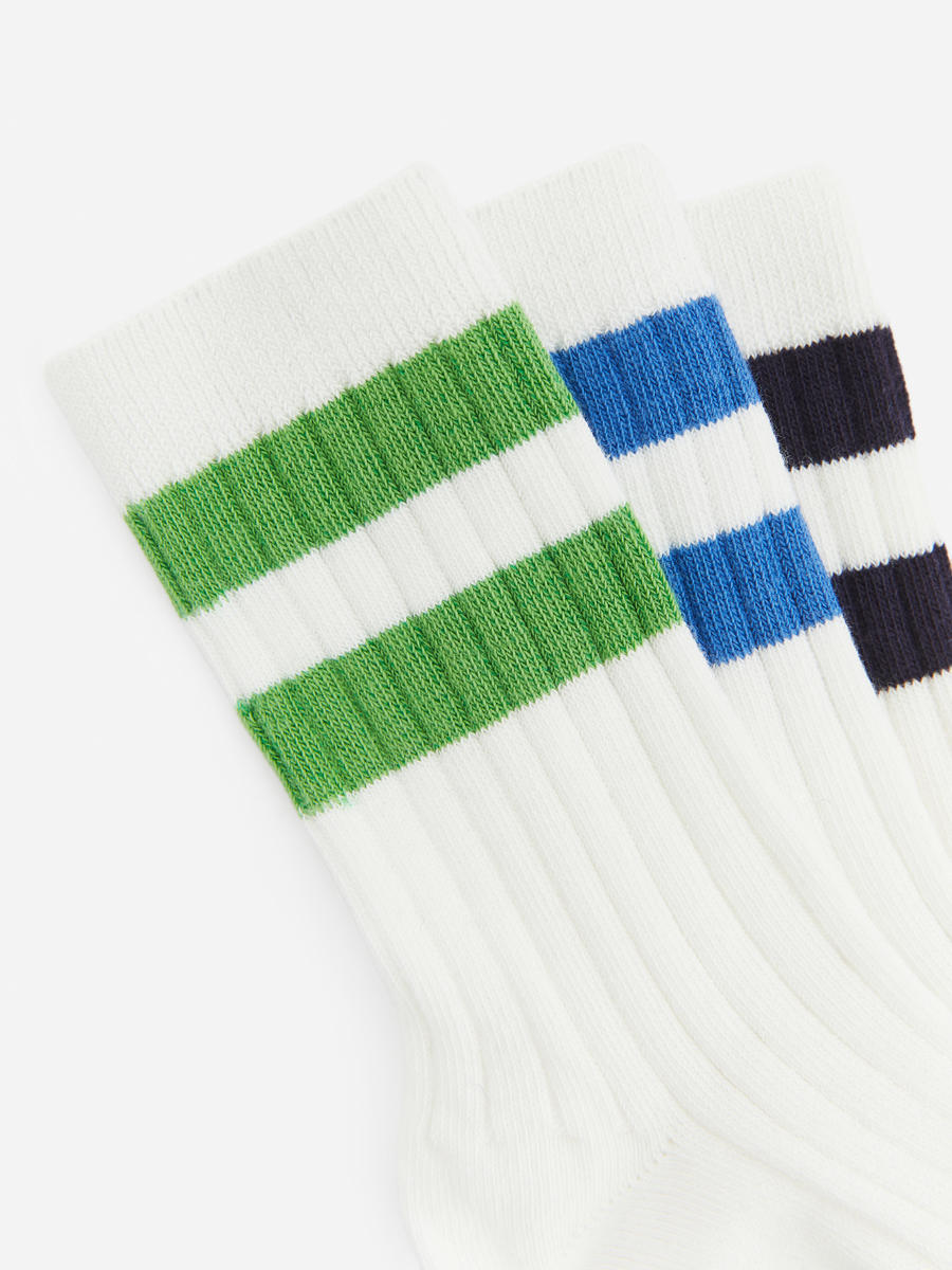 Chaussettes en maille côtelée, 3 paires-#23263B-6398