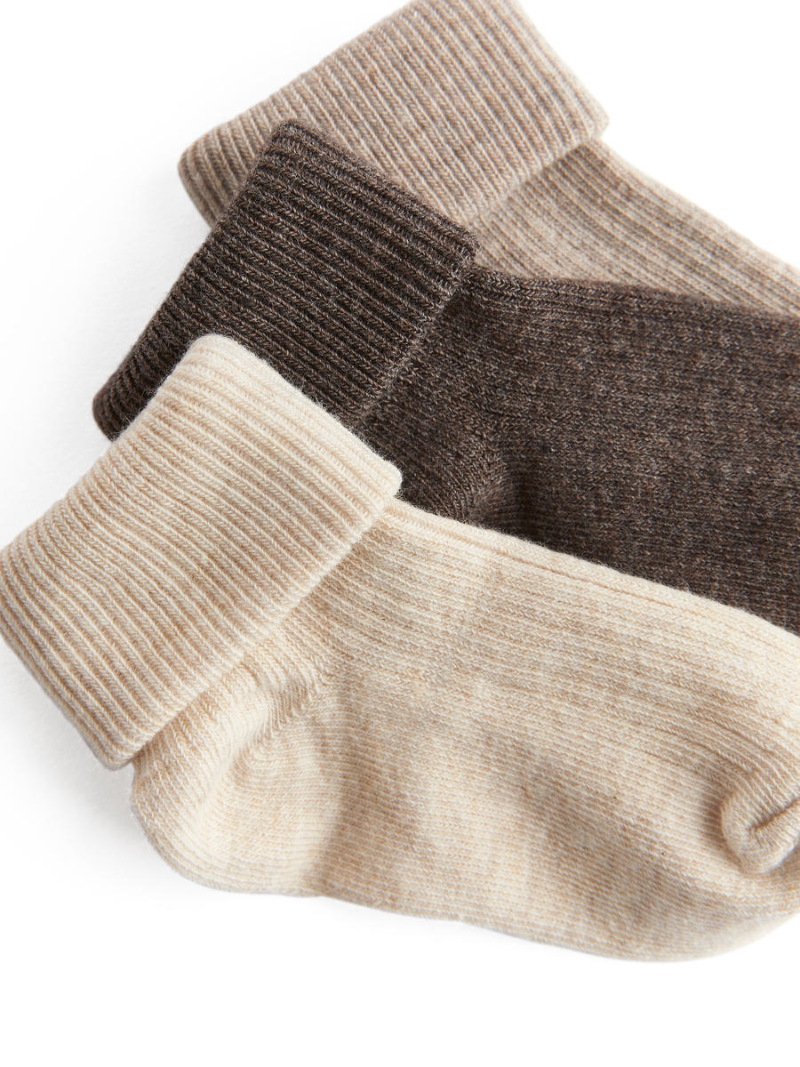 Gerippte Socken, 3er-Pack - Cremeweiß/Beige/Braun - Children - 1227650001