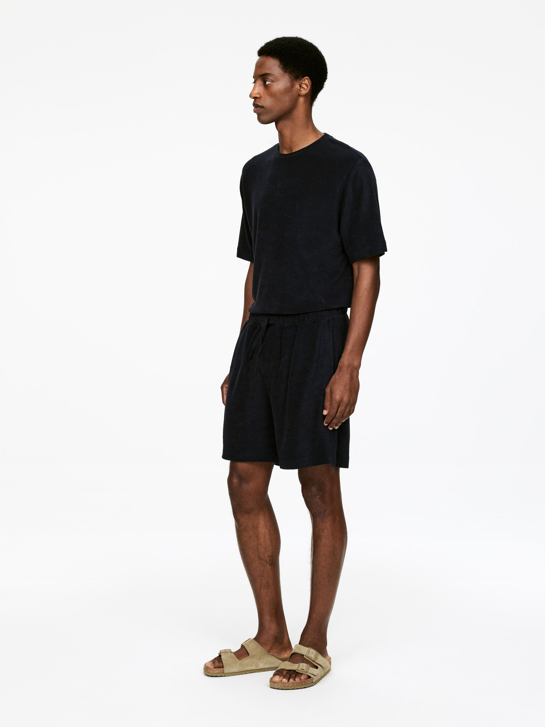 Cotton Towelling Shorts - Black - Regular fit - Men - StillMedia/Lookbook - 5