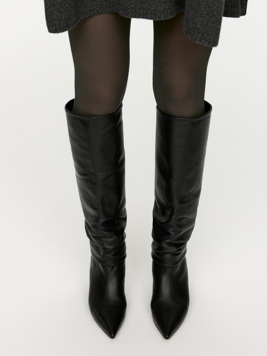 Slouchy Leather Boots-#272628-12537