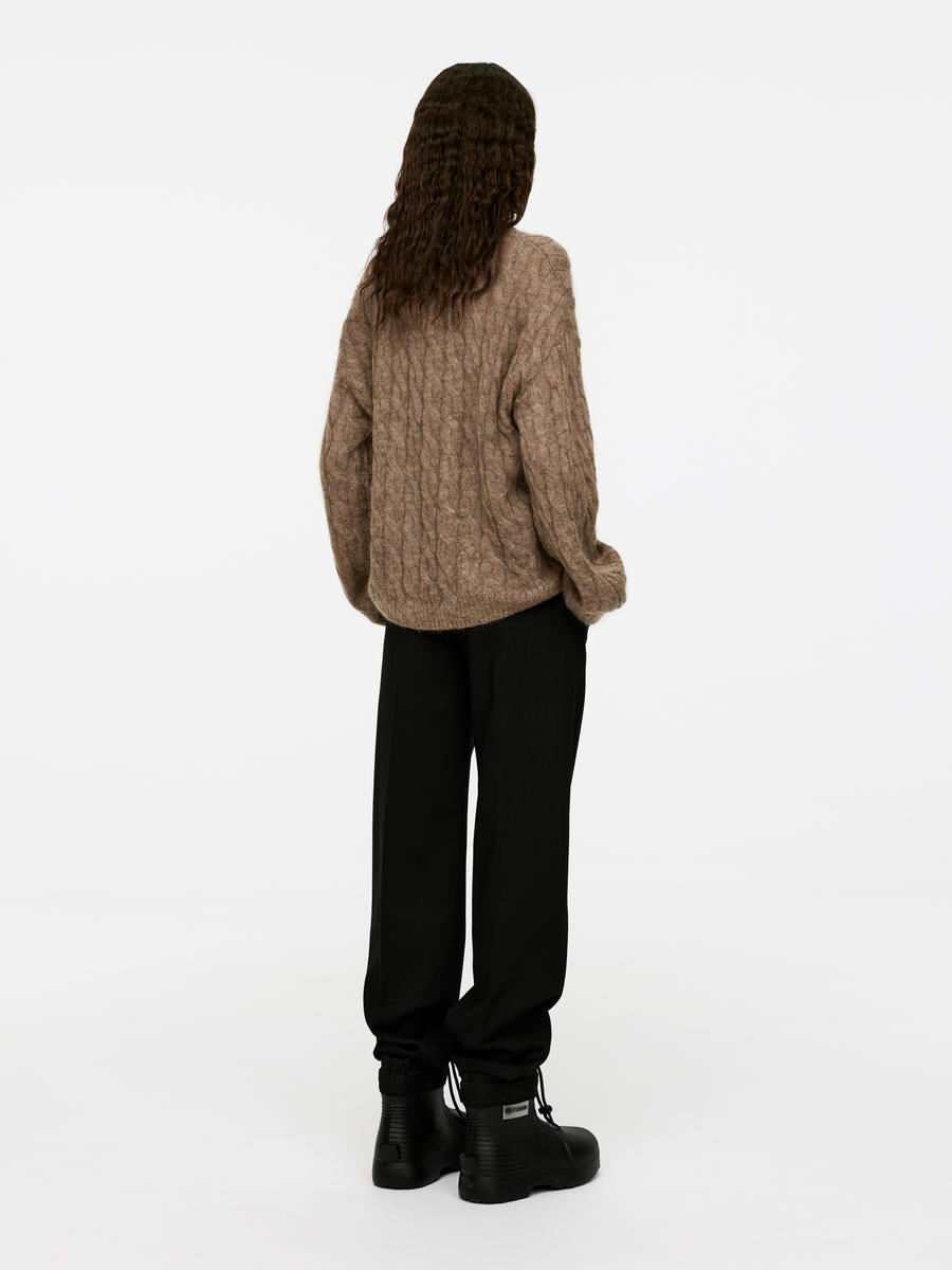 Mohair-Wool Blend Jumper-#997A59-3104