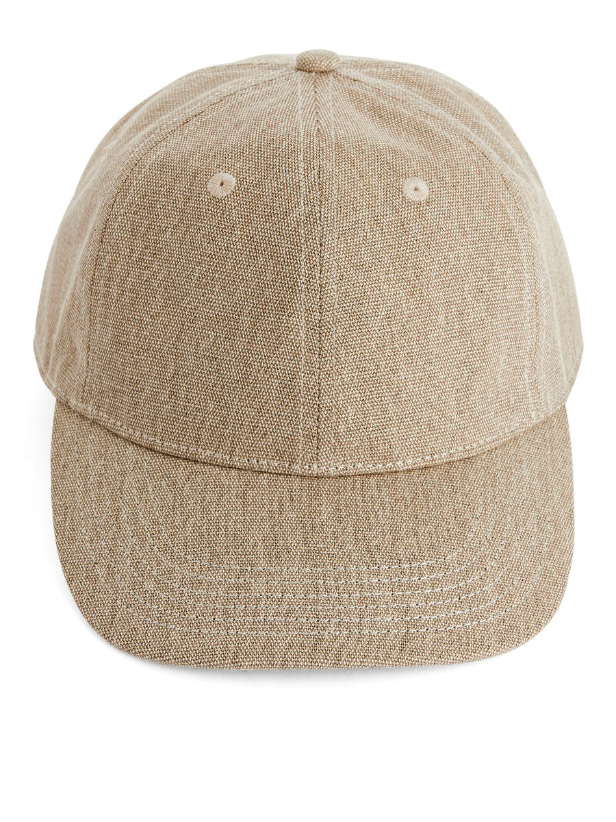 Casquette en coton à 6 empiècements-#AE9F8E-12461