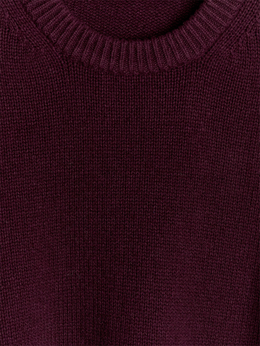 Heavy Knit Wool Blend Jumper-#4B262D-12684