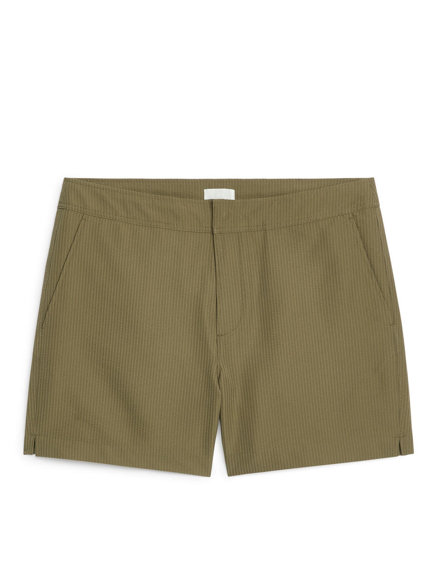 Seersucker-Badehose - Khaki - Relaxed Fit - Men - 1090067007