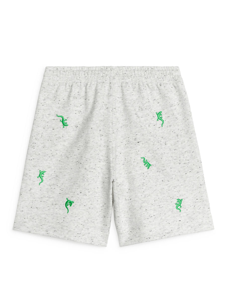 Embroidered Jersey Shorts - Grey/Neps - Regular fit - Children - 1219701002