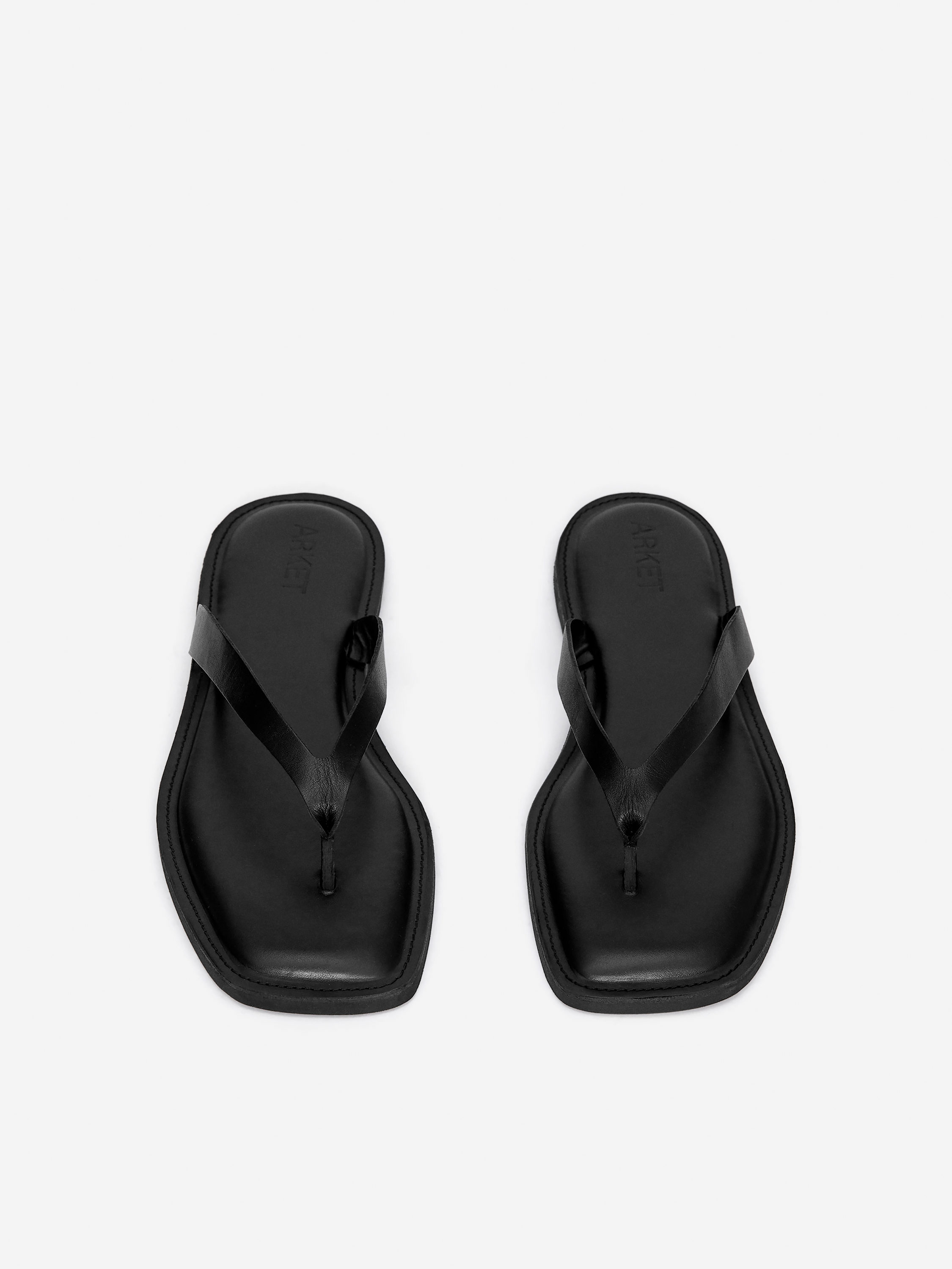 Leather Thong Sandals – Black – Women – ARKET EU