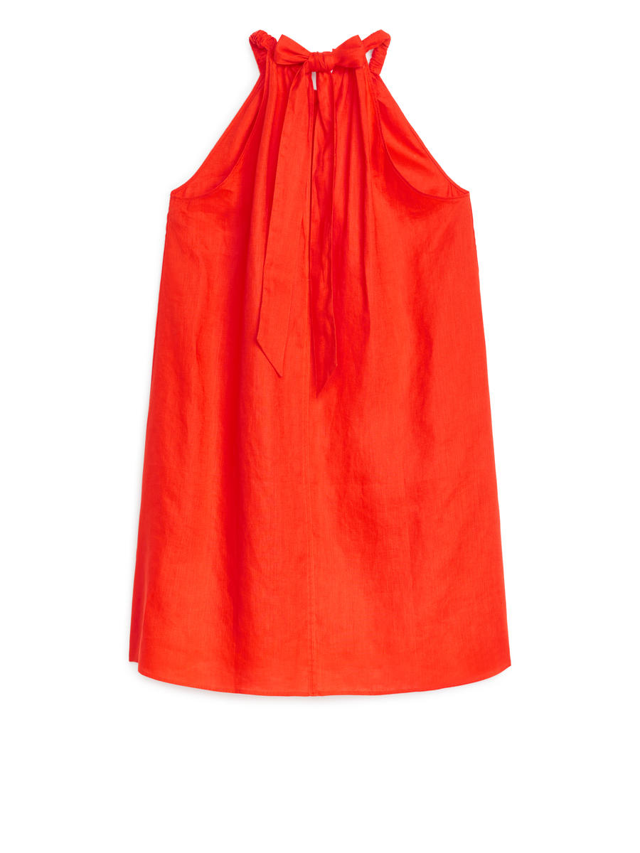 Bow Linen Dress - Orange - Loose fit - Women - 1236326001