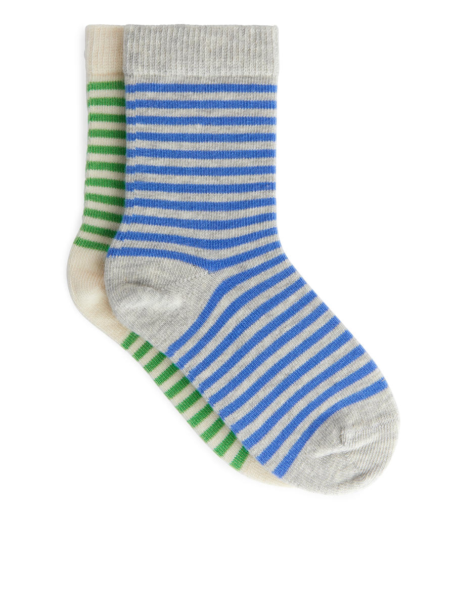 Jacquard Socks, 2 Pairs-Blue-8950