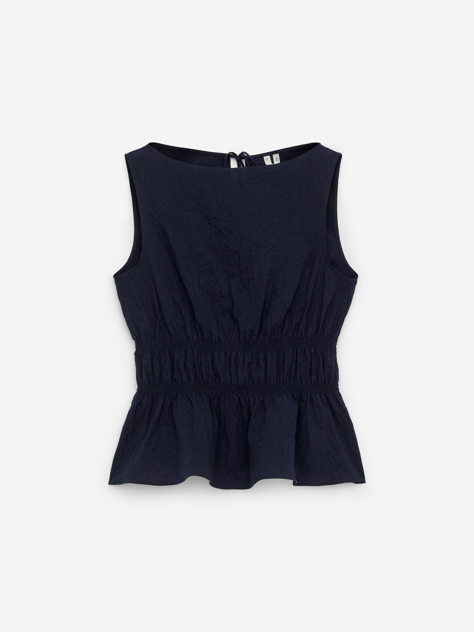 Seersucker Smock Top-Blue-15653